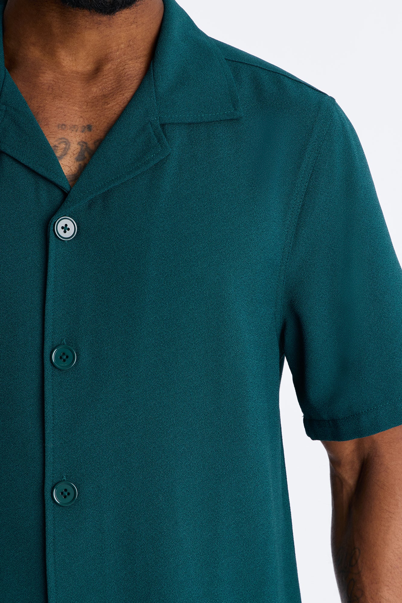 Golden Hour Short Sleeve Button Up - Hunter Green - Image 3