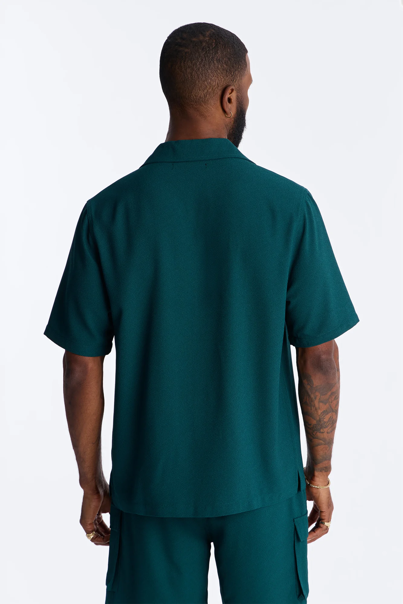Golden Hour Short Sleeve Button Up - Hunter Green - Image 4
