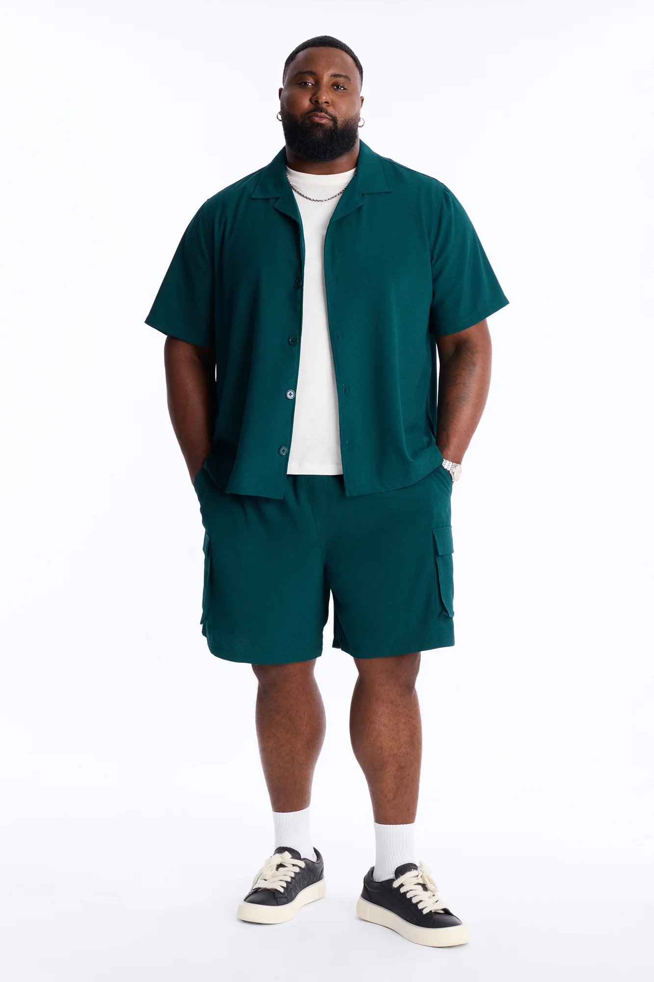 Golden Hour Short Sleeve Button Up - Hunter Green - Image 6