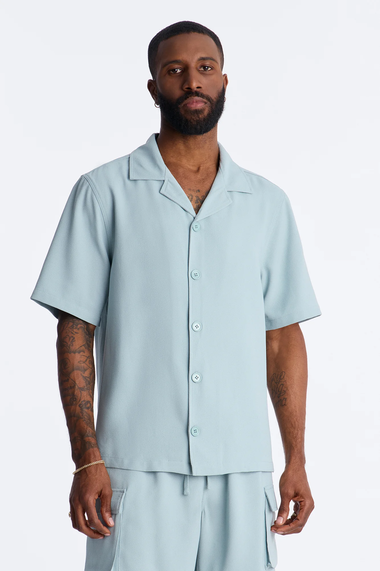 Golden Hour Short Sleeve Button Up - Slate Grey