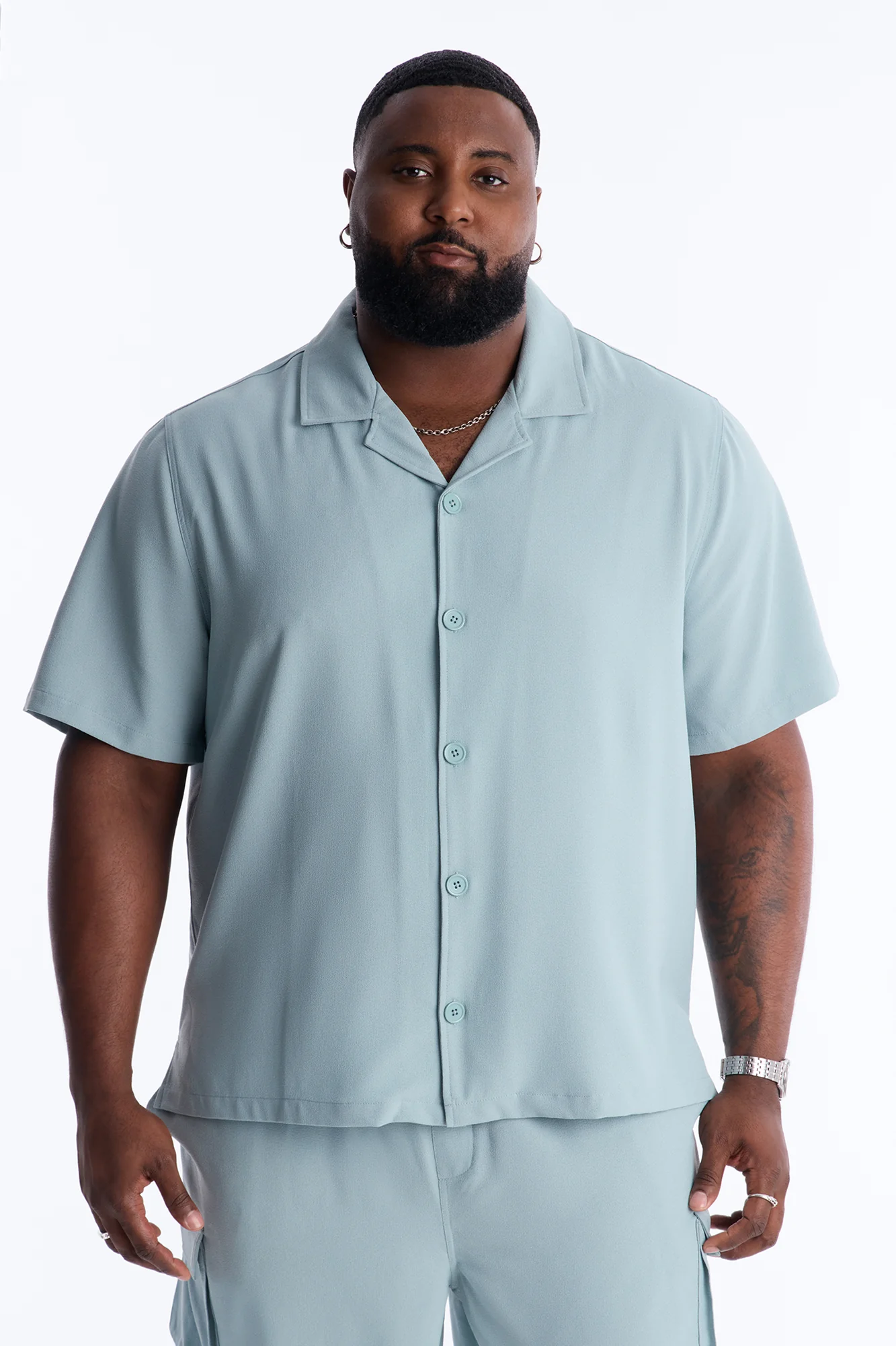Golden Hour Short Sleeve Button Up - Slate Grey - Image 5