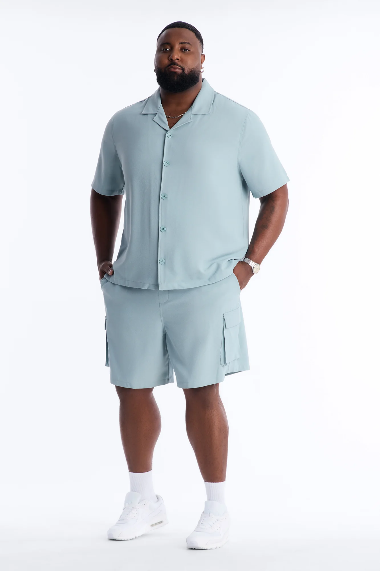Golden Hour Short Sleeve Button Up - Slate Grey - Image 6