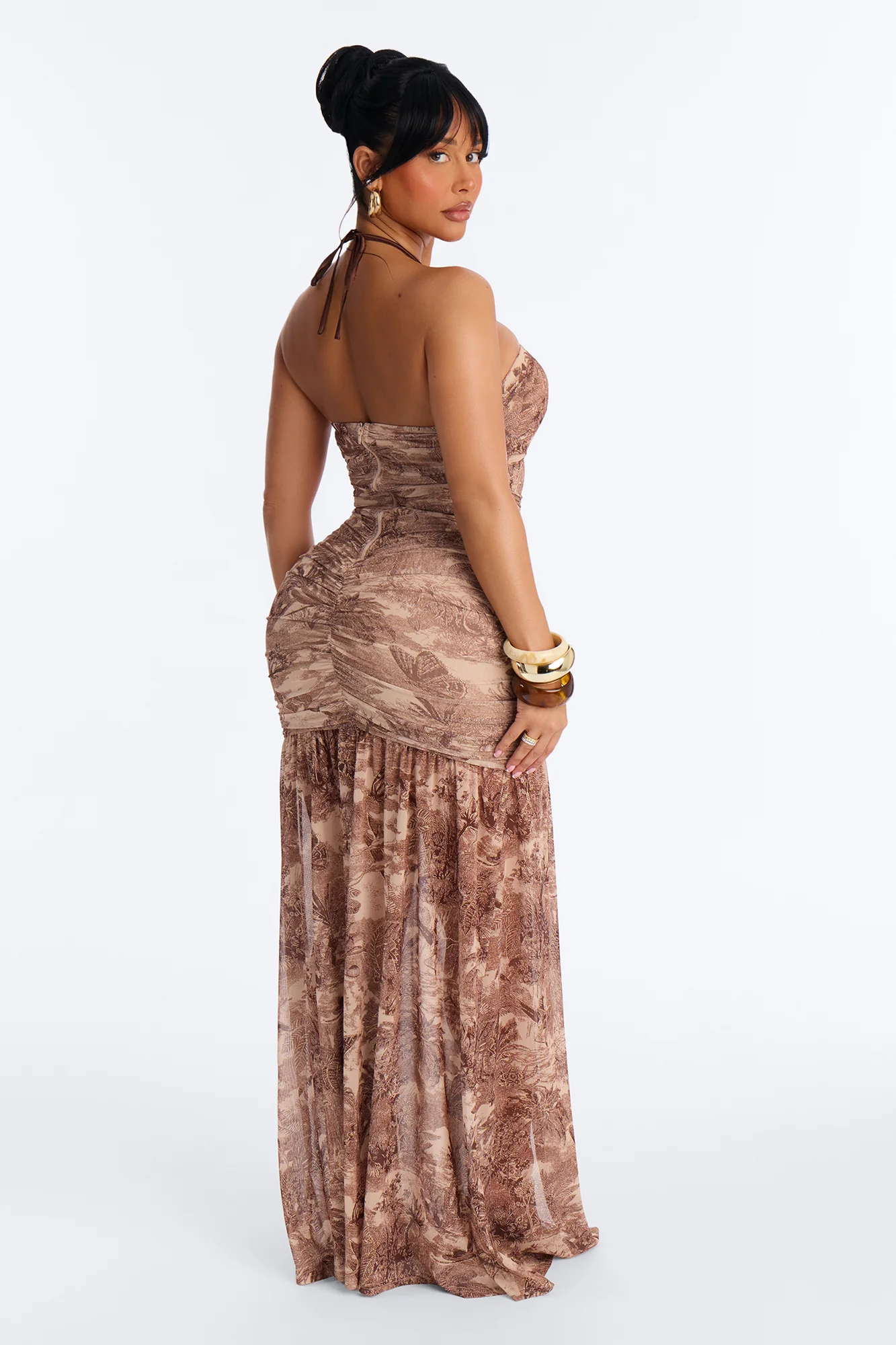 Golden Sands Halter Maxi Dress - Brown/combo - Image 4