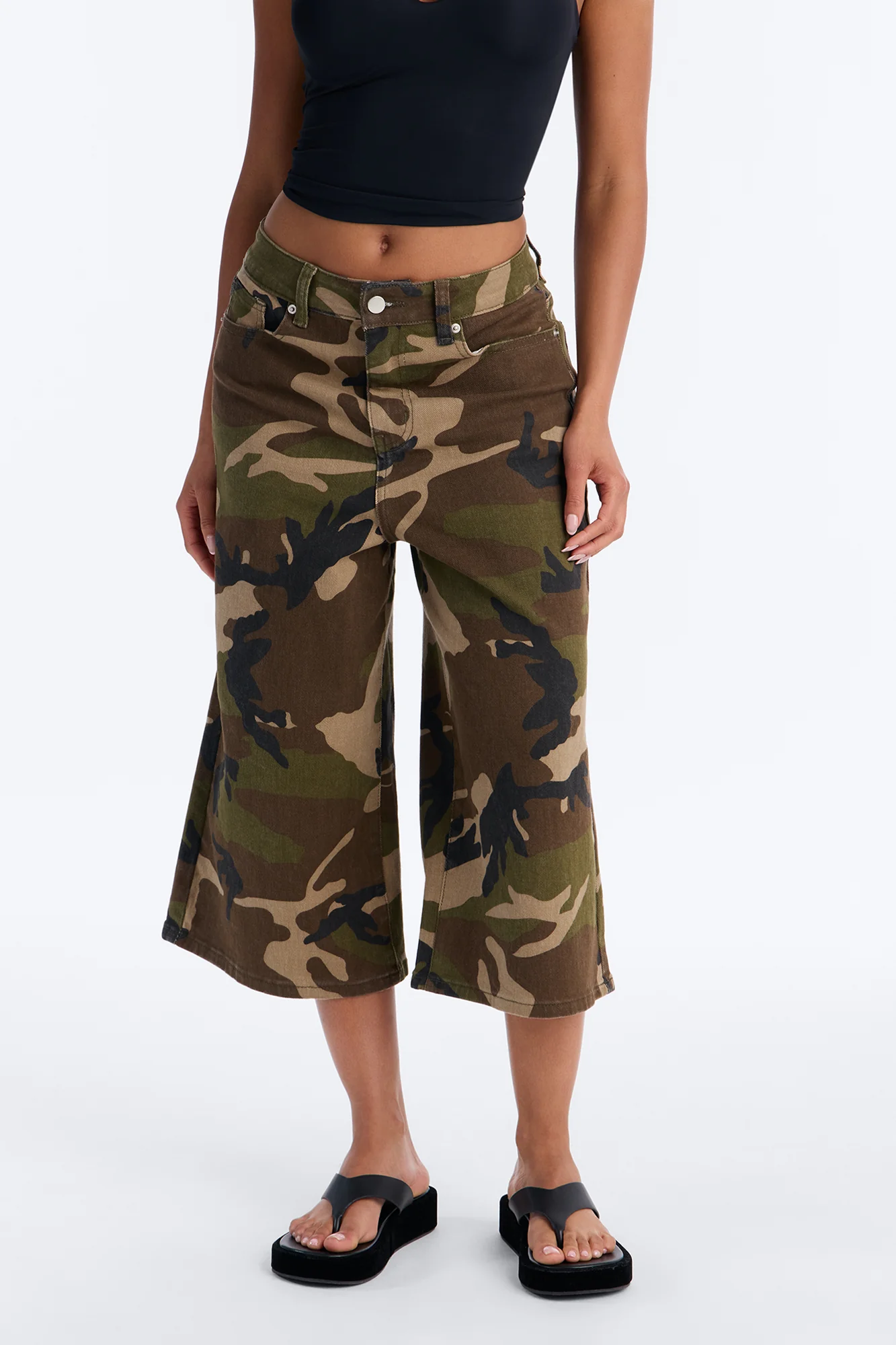 Gone Rogue Camo Culotte Jeans - Olive/combo - Image 2
