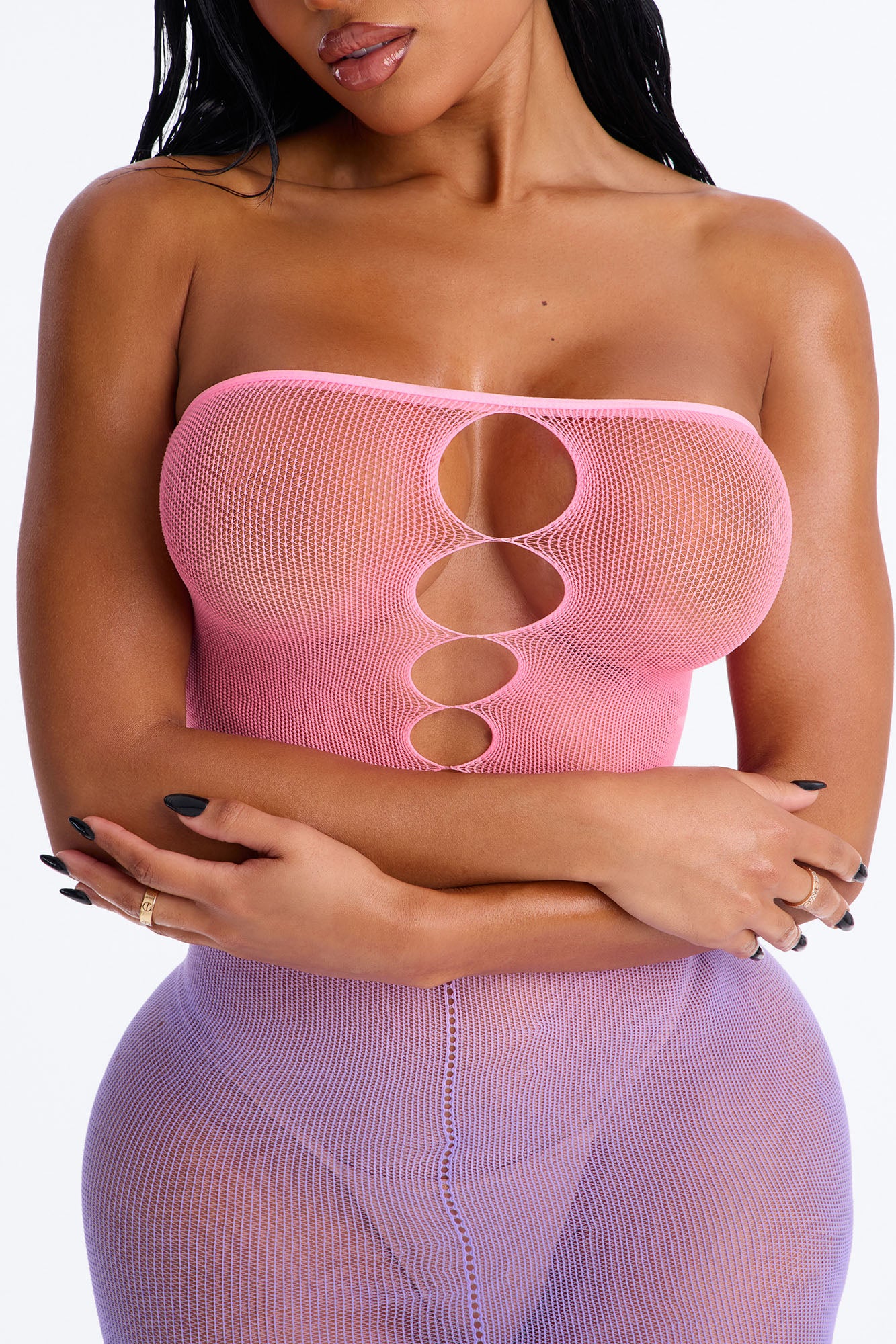 Good Enough Ombre Strapless Knit Bodystocking Dress - Purple/combo - Image 3