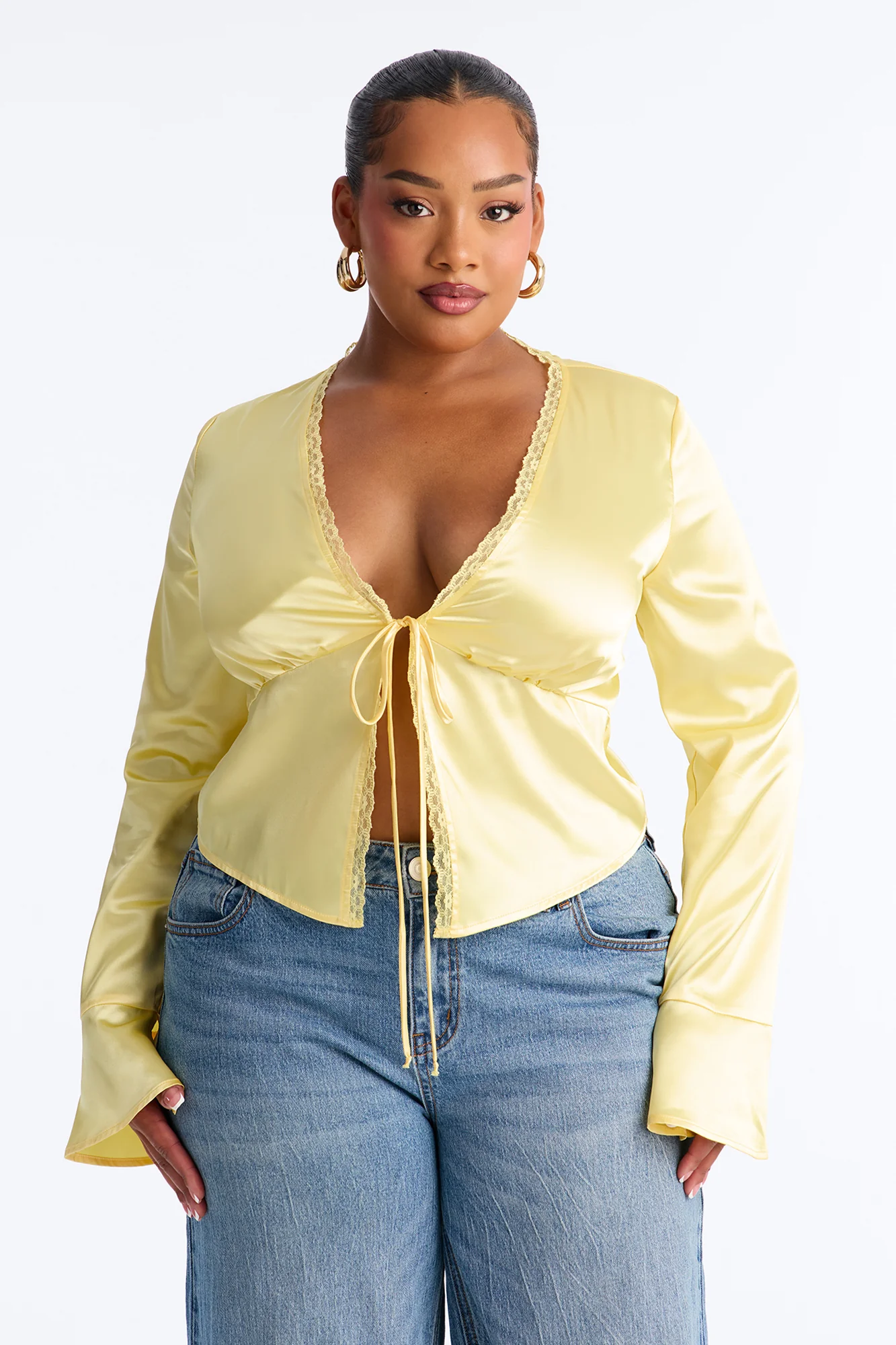 Gorgeously Beautiful Satin Top - Butter Yellow - Image 5
