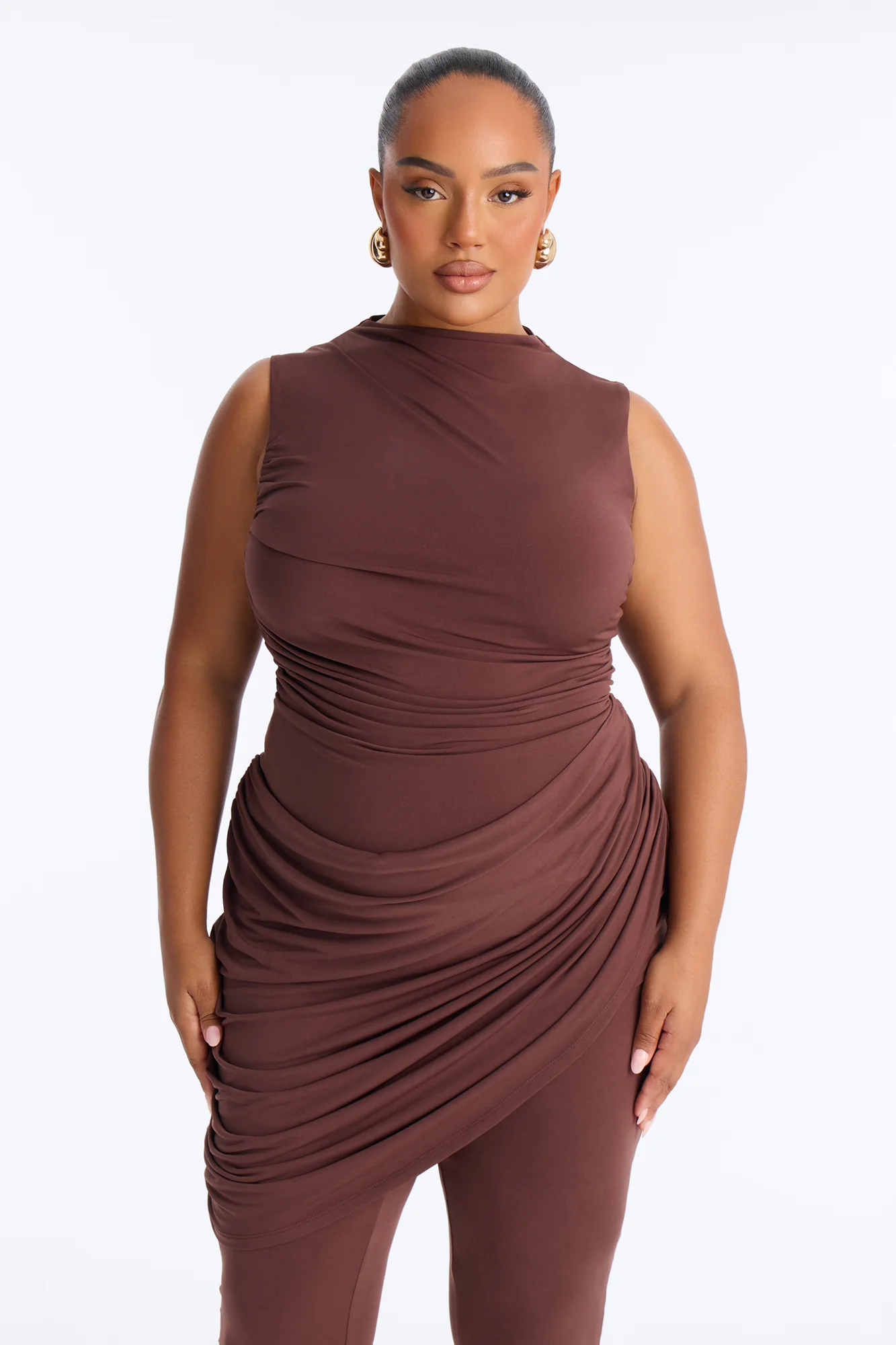 Got A Rush Draped Catsuit - Chocolate - Image 6