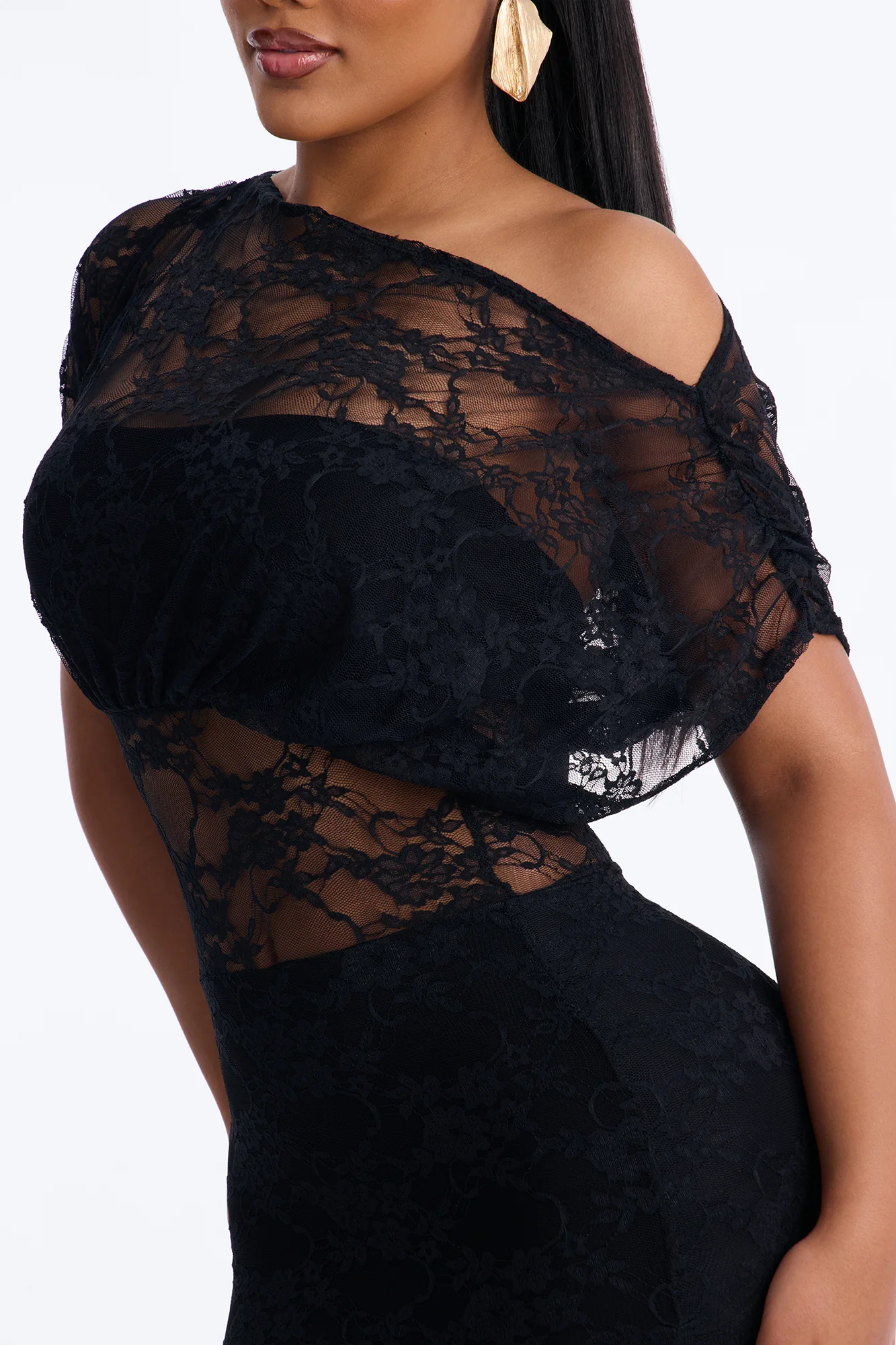 Got Me Wondering Lace Maxi Dress - Black - Image 3