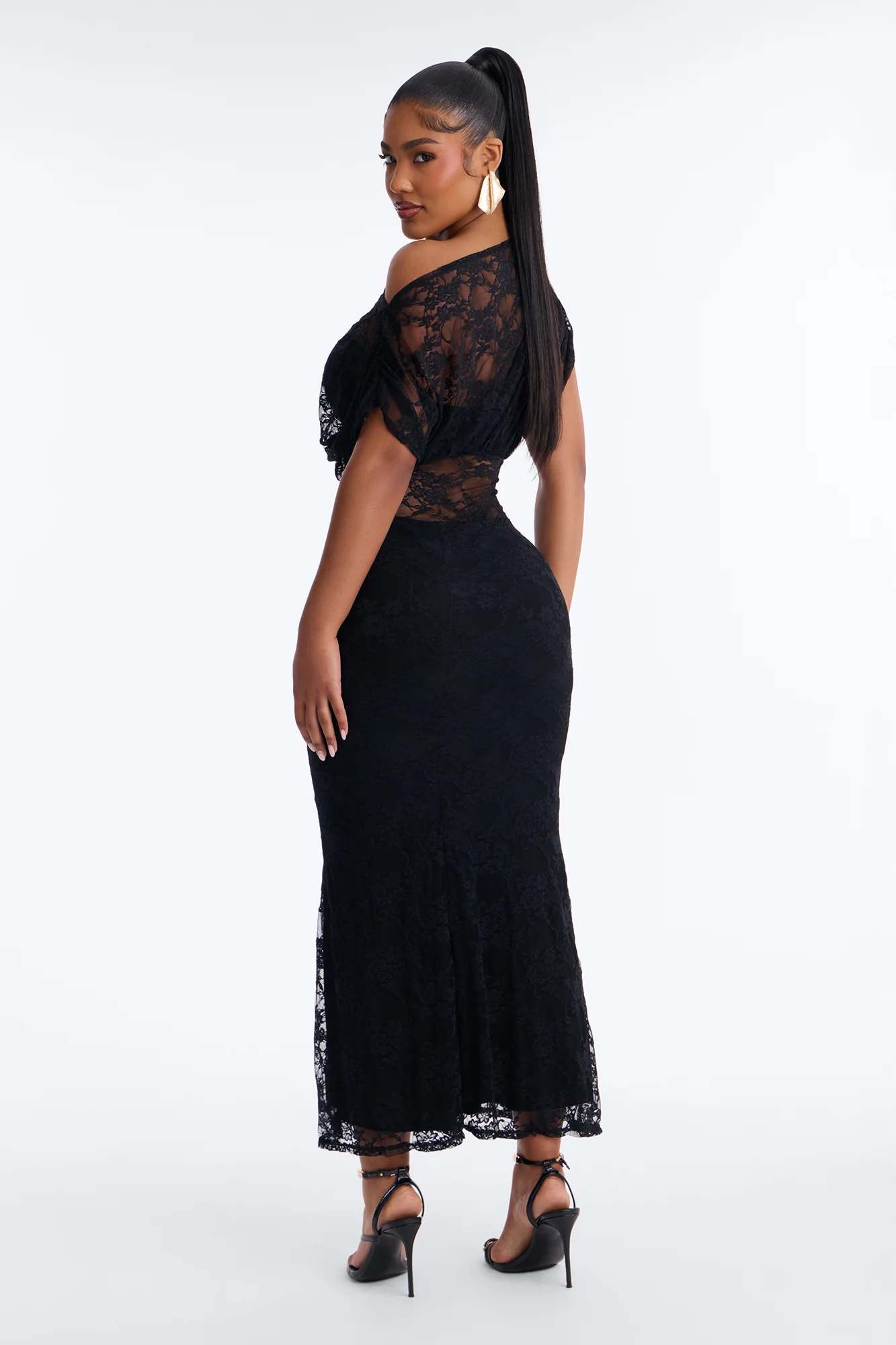 Got Me Wondering Lace Maxi Dress - Black - Image 4