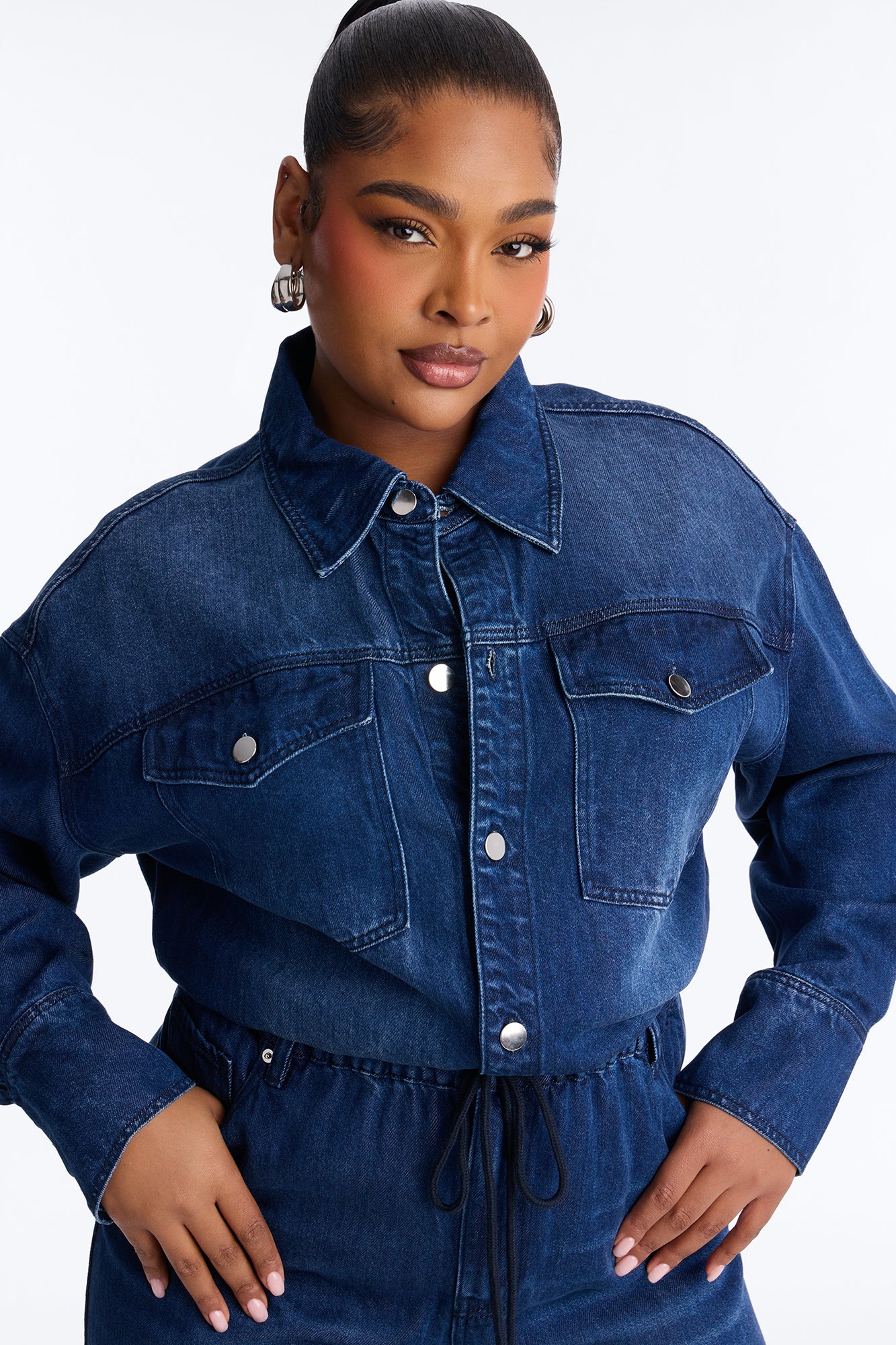 Gracelyn Denim Wide Leg Jumpsuit - Dark Wash - Image 5