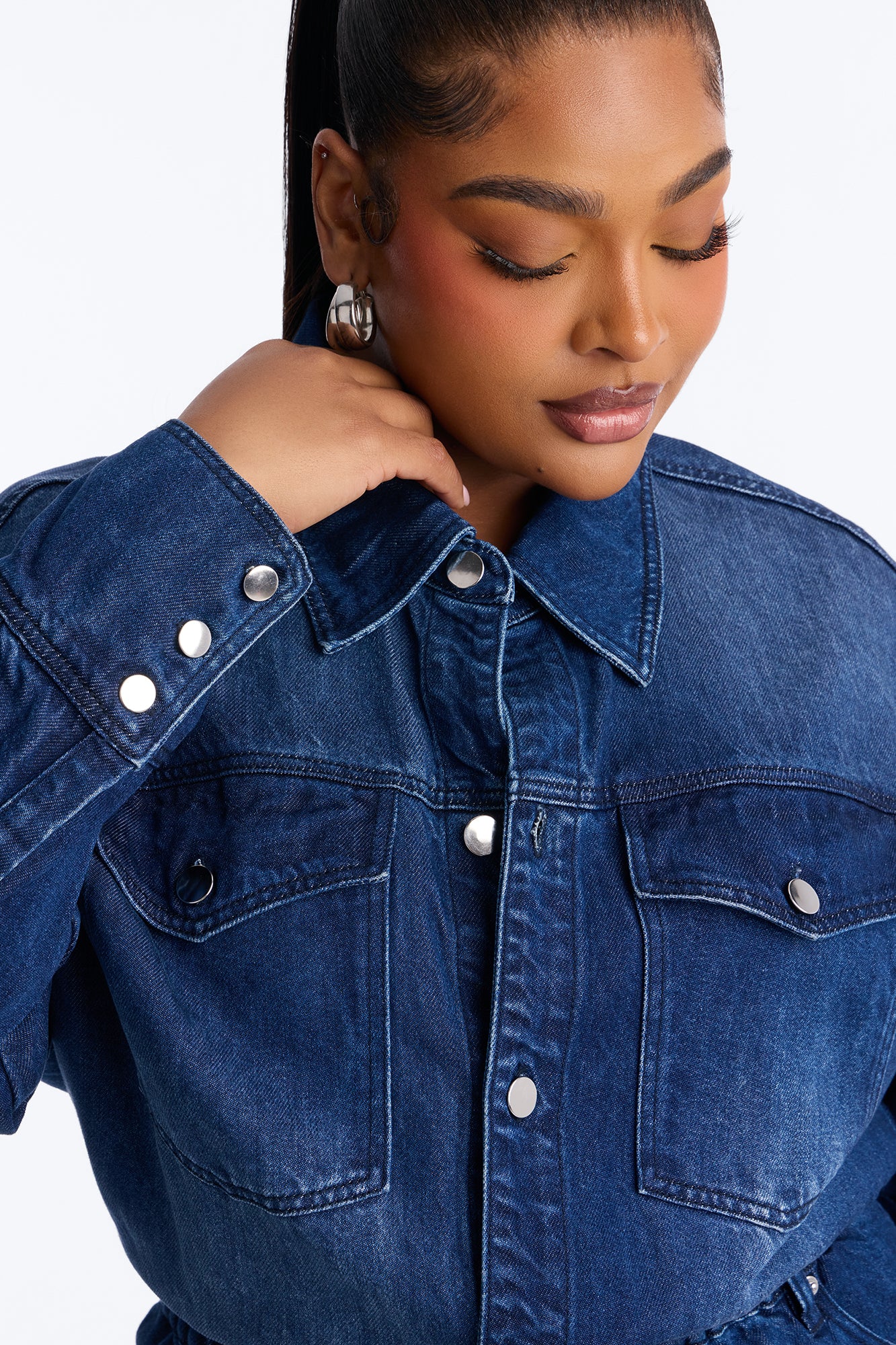 Gracelyn Denim Wide Leg Jumpsuit - Dark Wash - Image 6