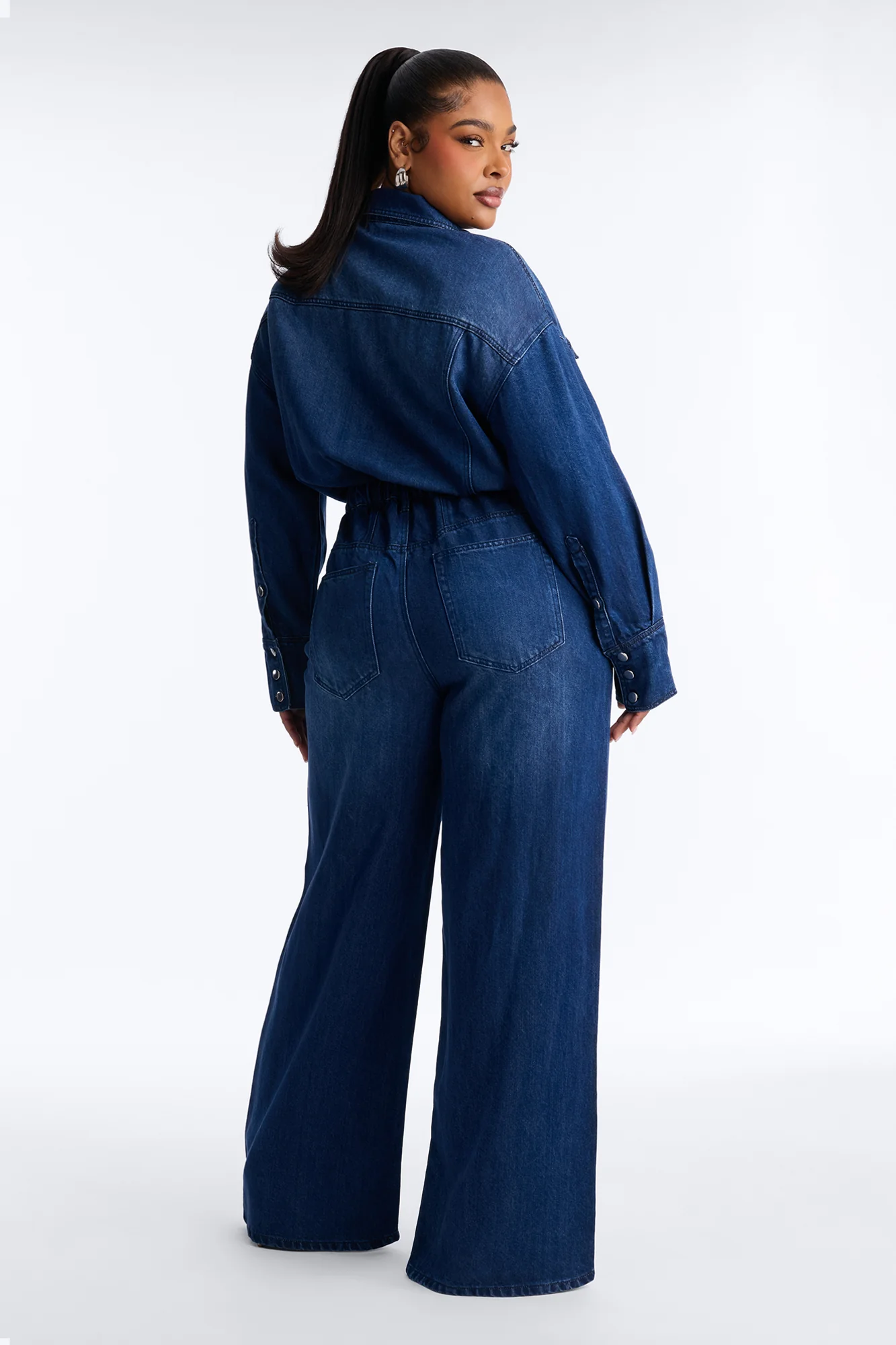Gracelyn Denim Wide Leg Jumpsuit - Dark Wash - Image 7