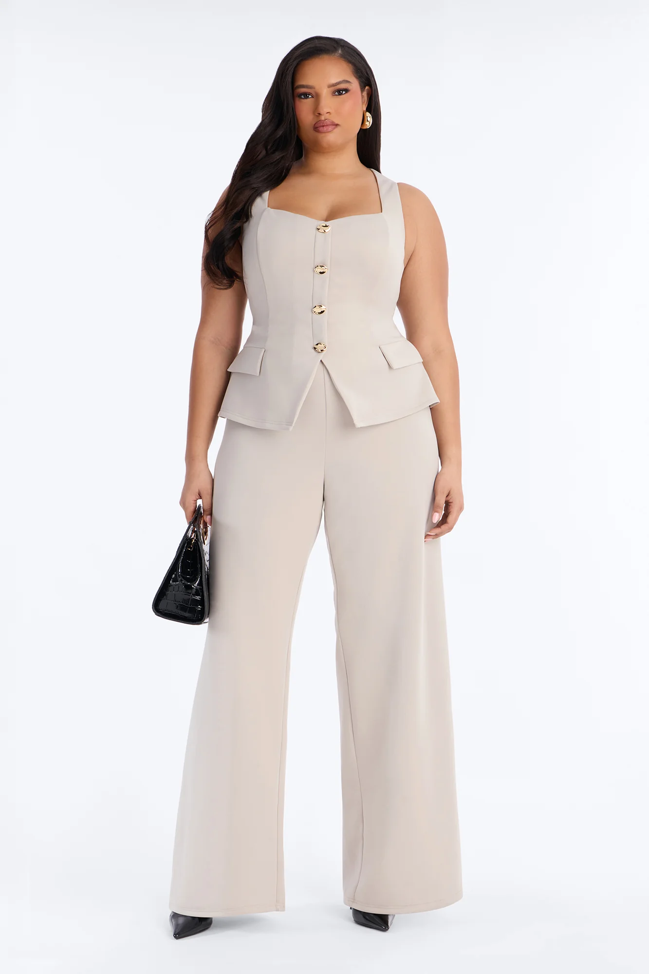 Gracia Hardware Wide Leg Jumpsuit - Stone - Image 5