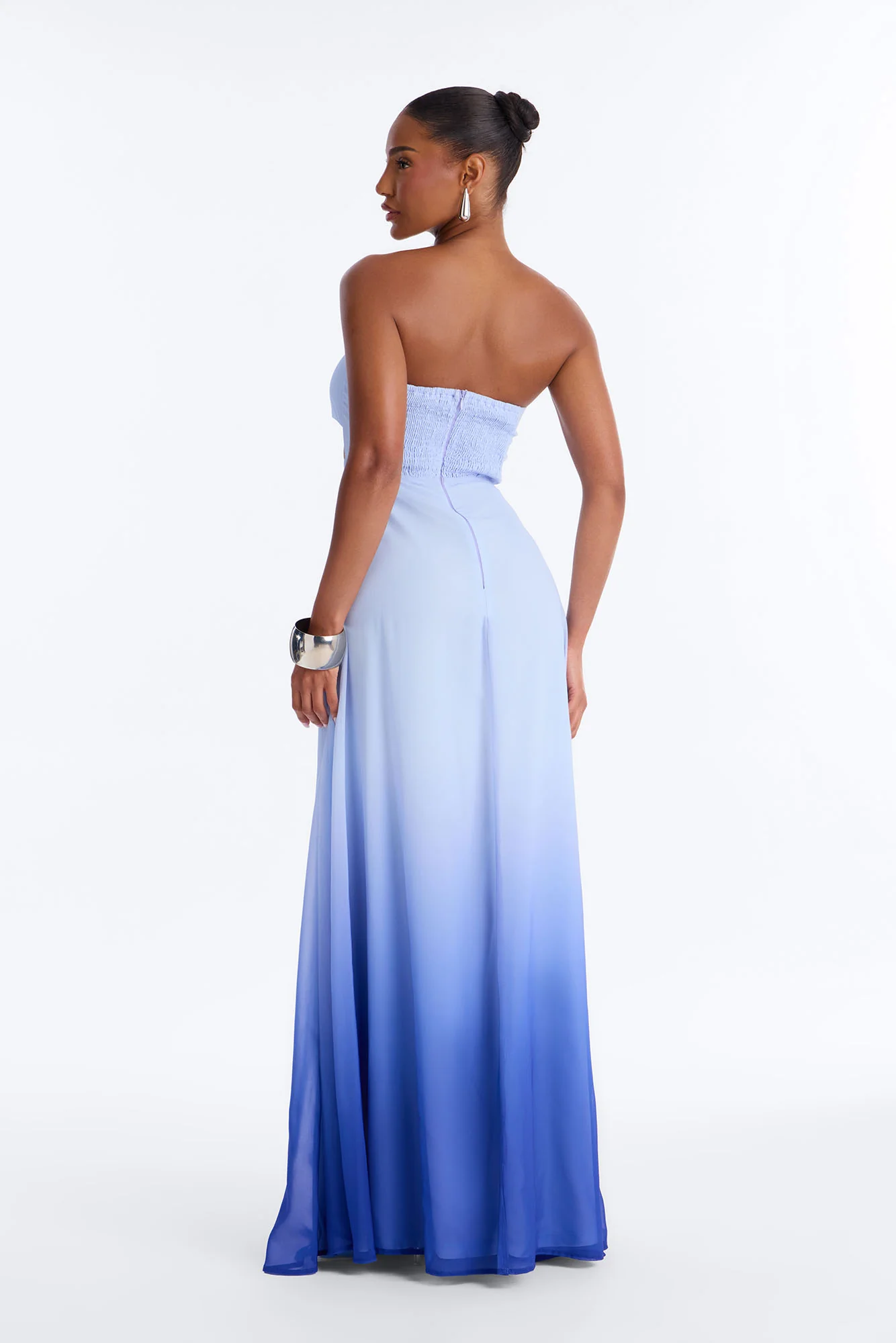 Gracie Draped Ombre Chiffon Maxi Dress - Royal - Image 4