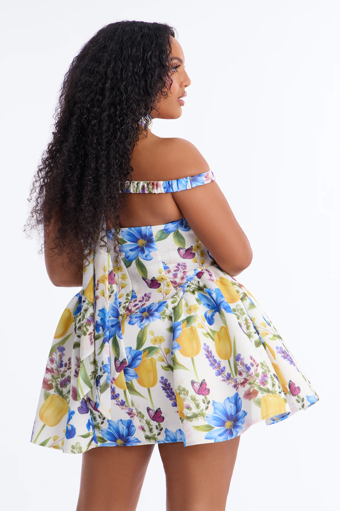 Grand Beauty Floral Off Shoulder Mini Dress - Blue/combo - Image 8