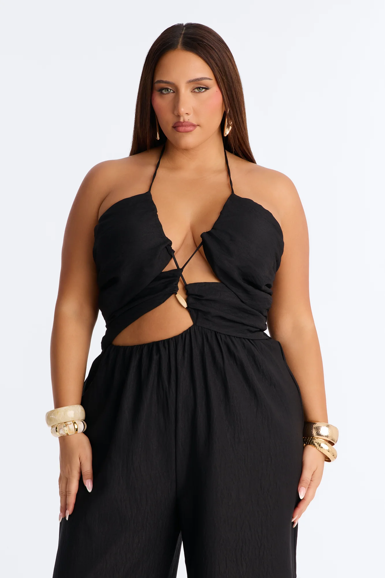 Grayson Strappy Wide Leg Jumpsuit - Black - Image 6