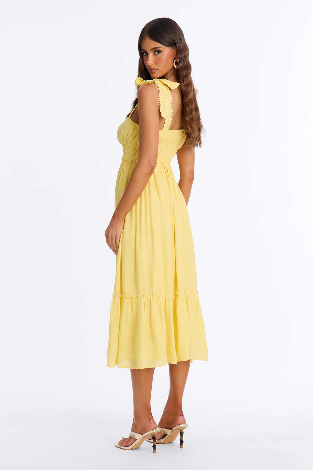 Greta Poplin Midi Dress - Yellow - Image 3