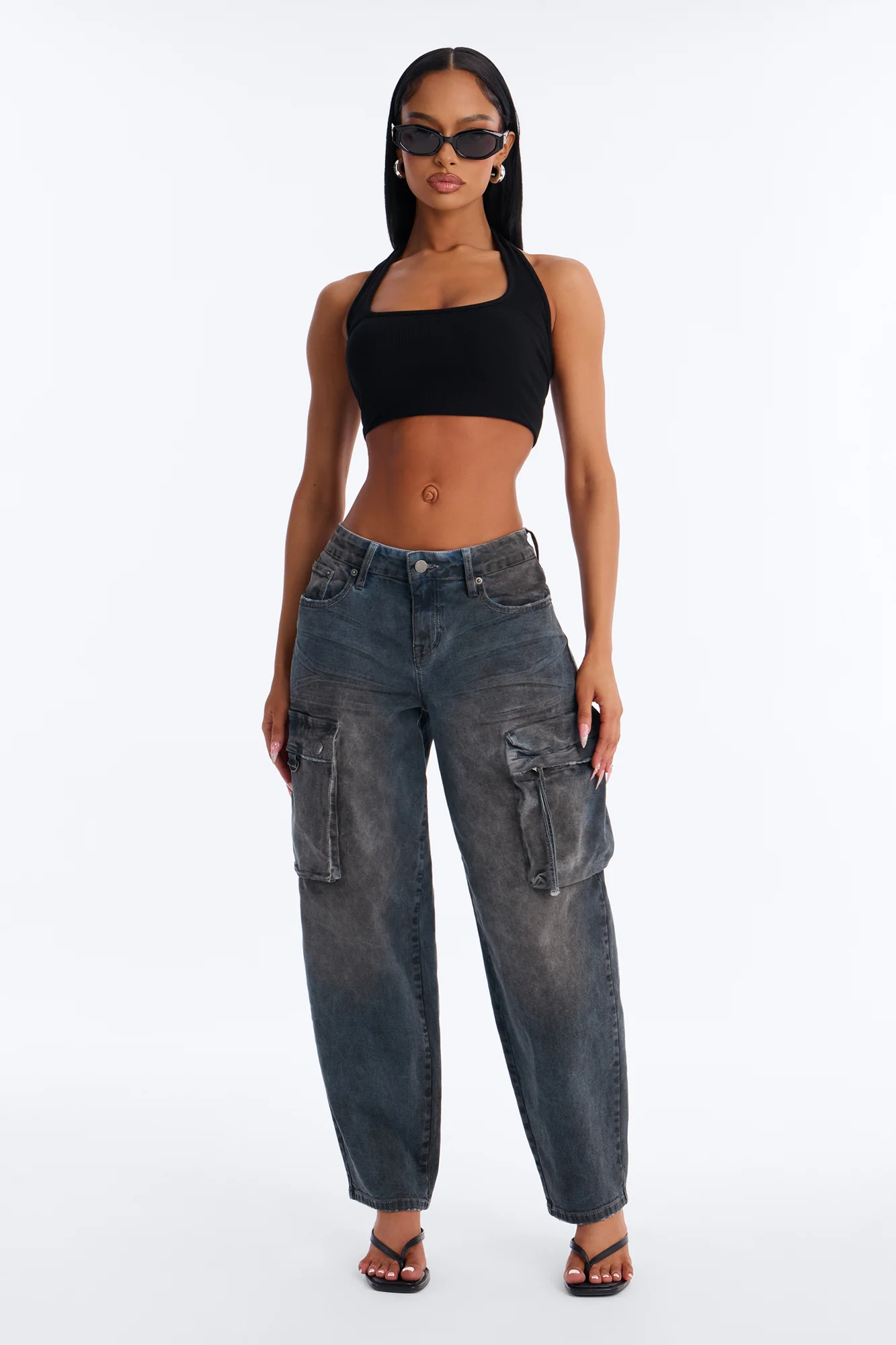 Gridlock Low Waist Barrel Leg Jeans - Blue Wash - Image 2