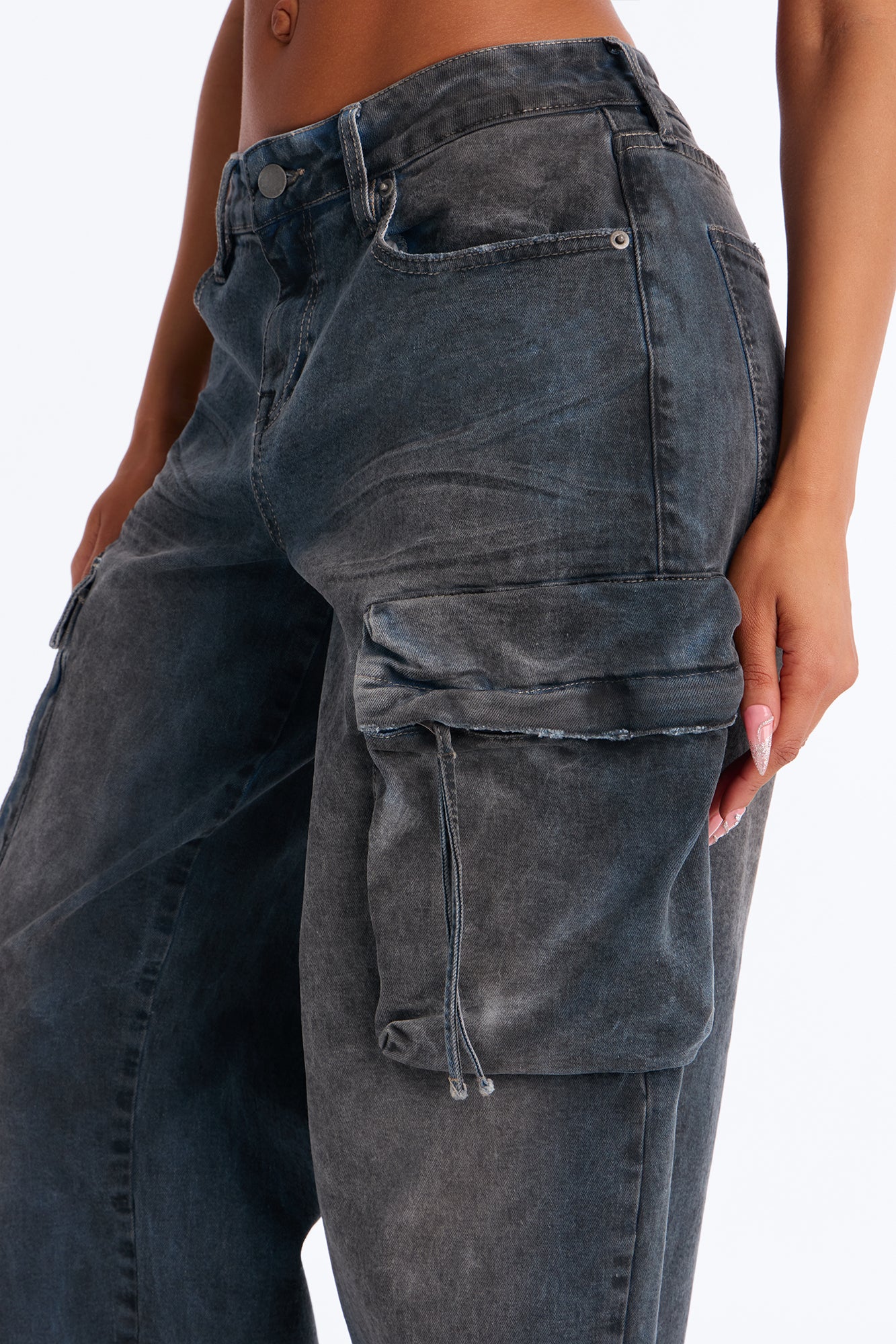 Gridlock Low Waist Barrel Leg Jeans - Blue Wash - Image 3