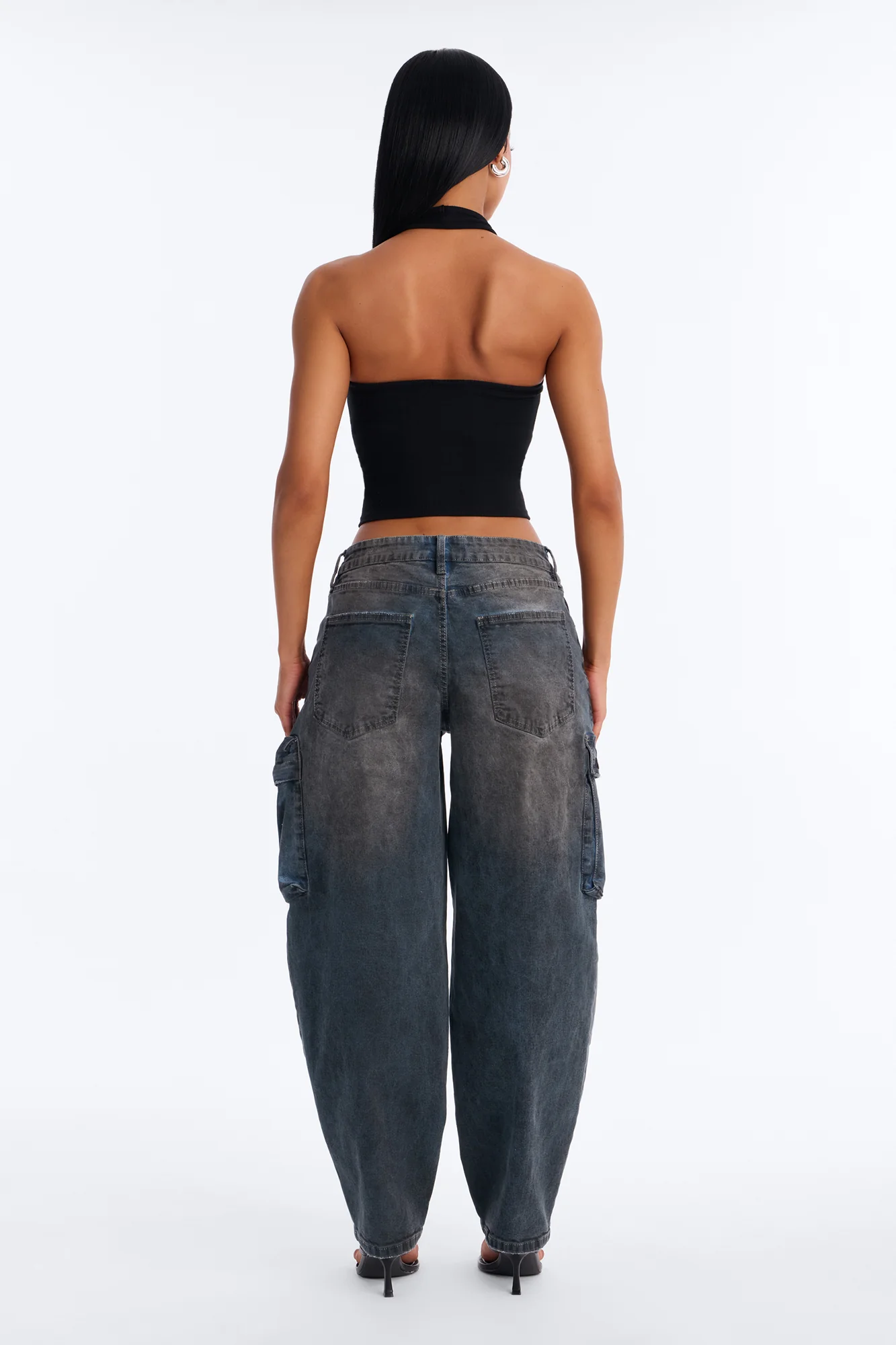 Gridlock Low Waist Barrel Leg Jeans - Blue Wash - Image 4