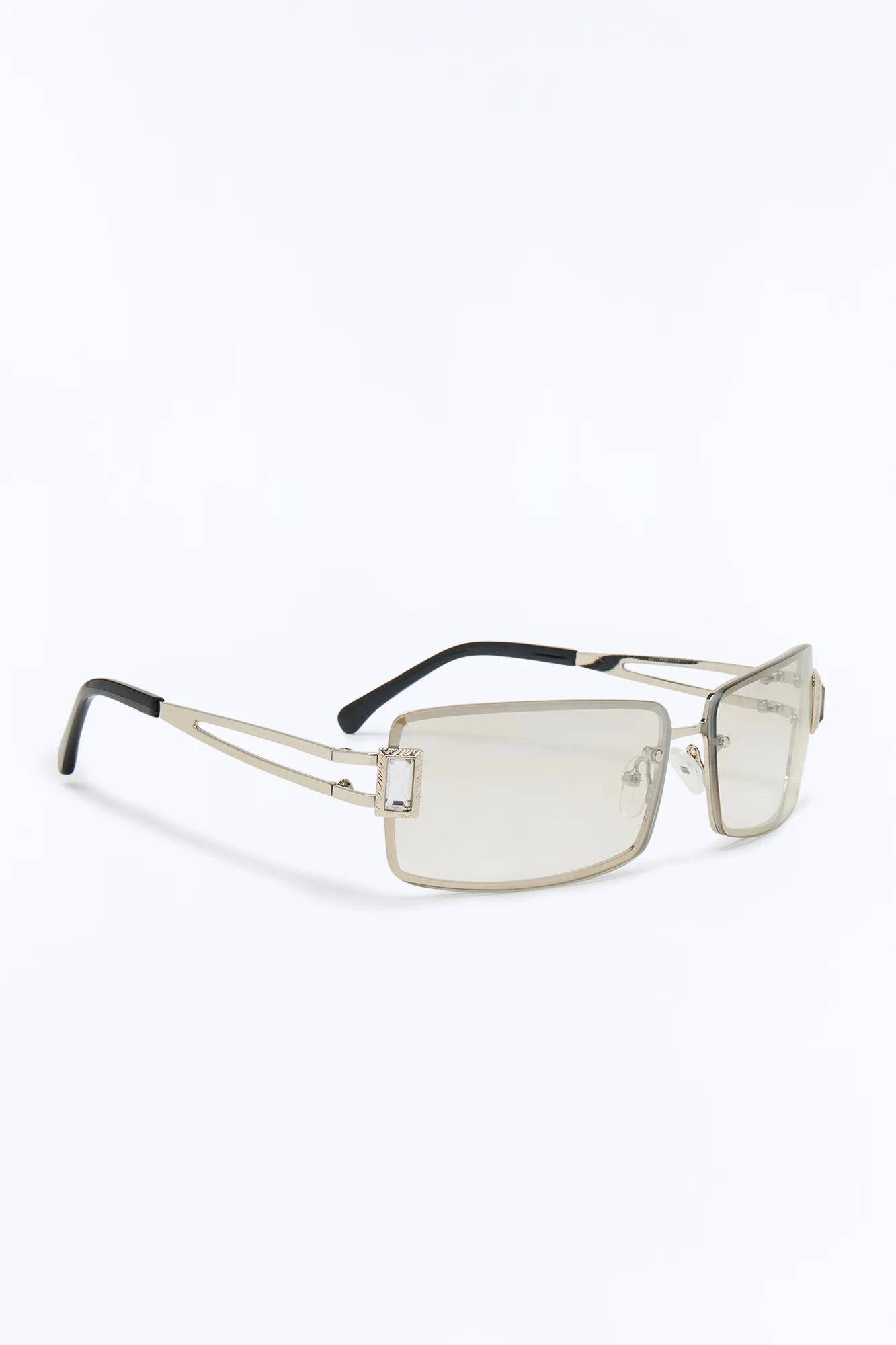 Gridlock Steel Square Sunglasses - Silver - Image 4