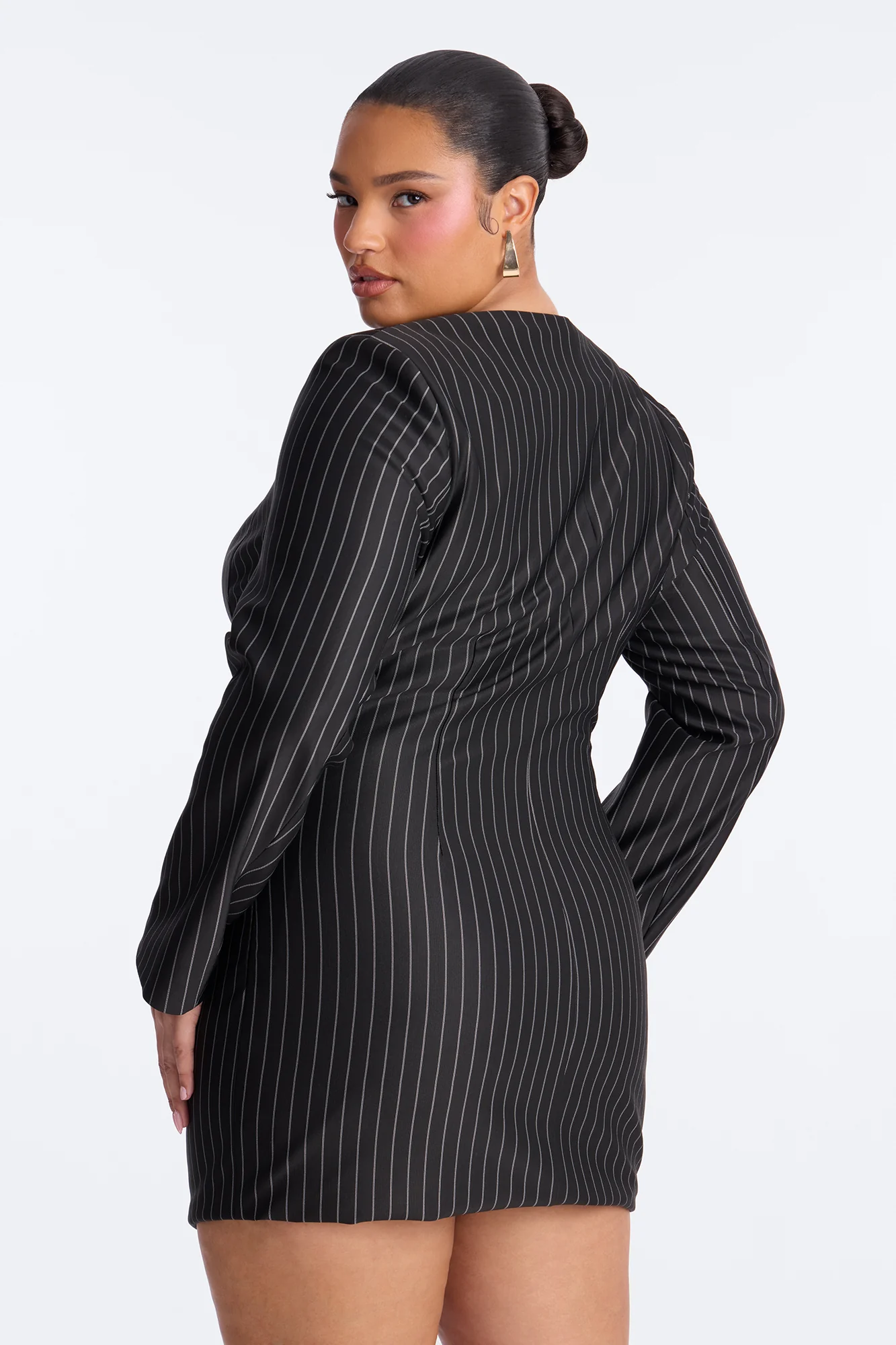 Guilty As Charged Pinstripe Mini Dress - Dark Grey - Image 6