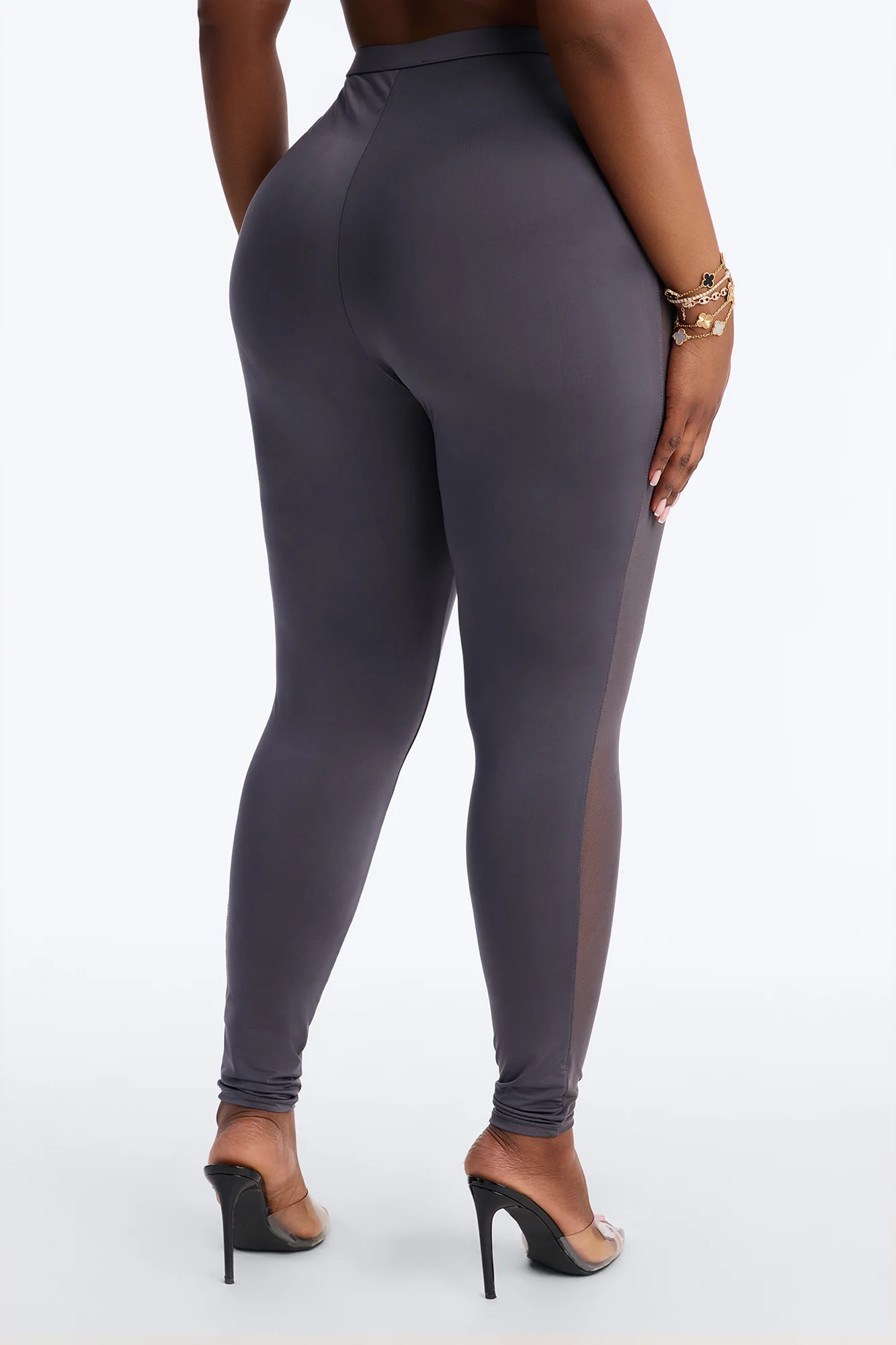 Gwen High Rise Mesh Cut Out Legging - Charcoal - Image 7