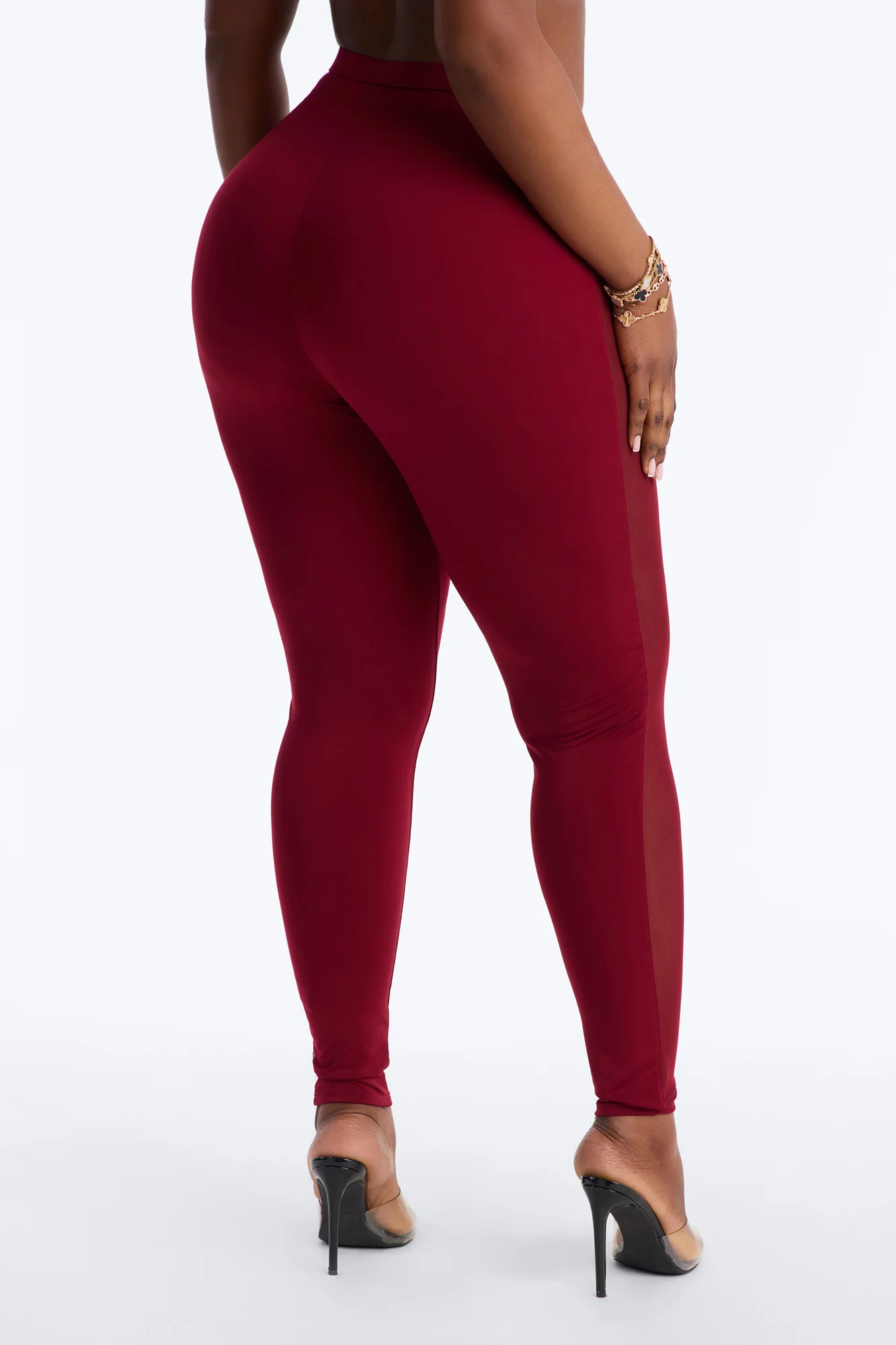 Gwen High Rise Mesh Cut Out Legging - Wine - Image 7