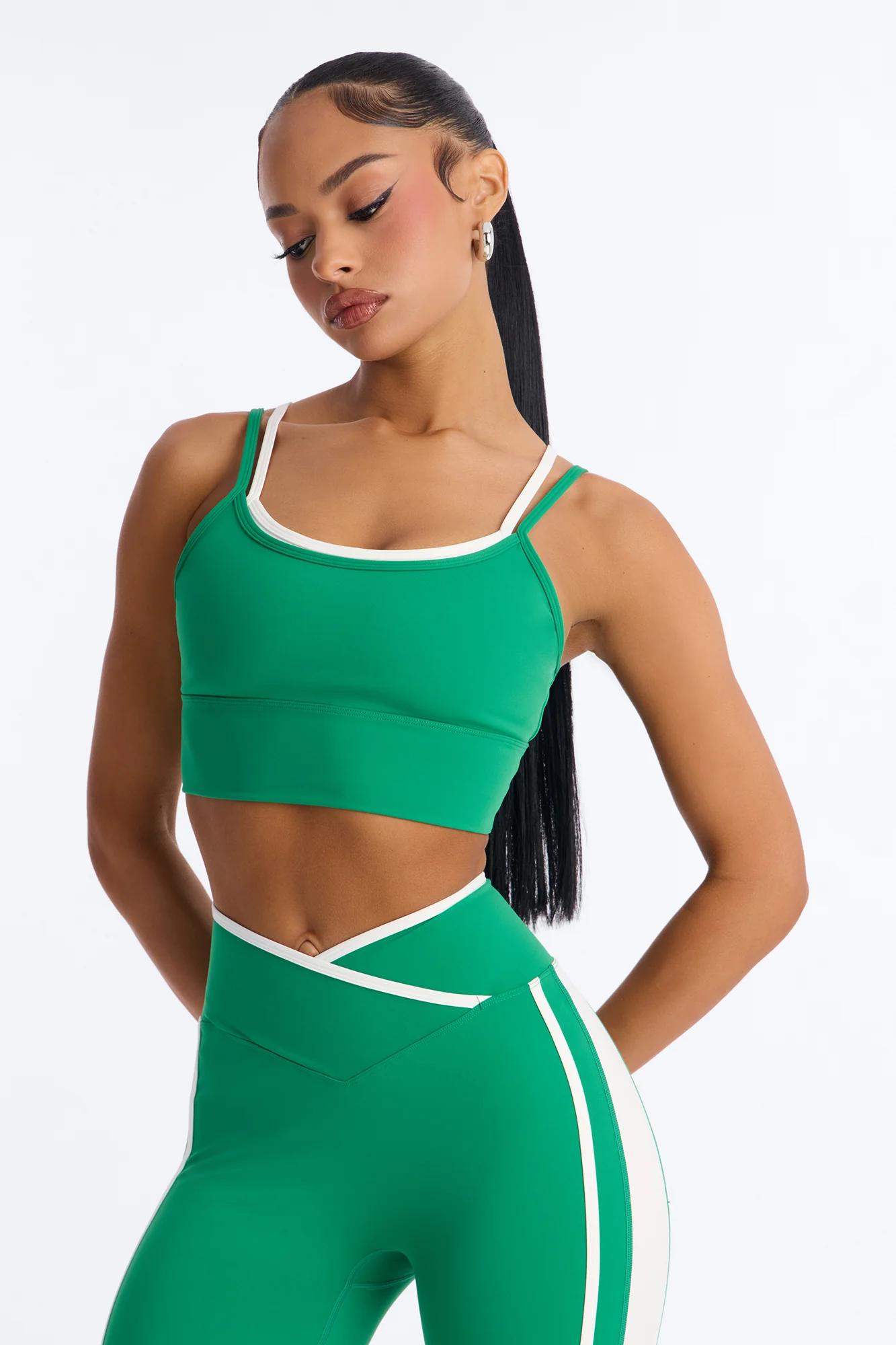 Gym Crush Active V Waist Flare Legging Set - Kelly Green - Image 2