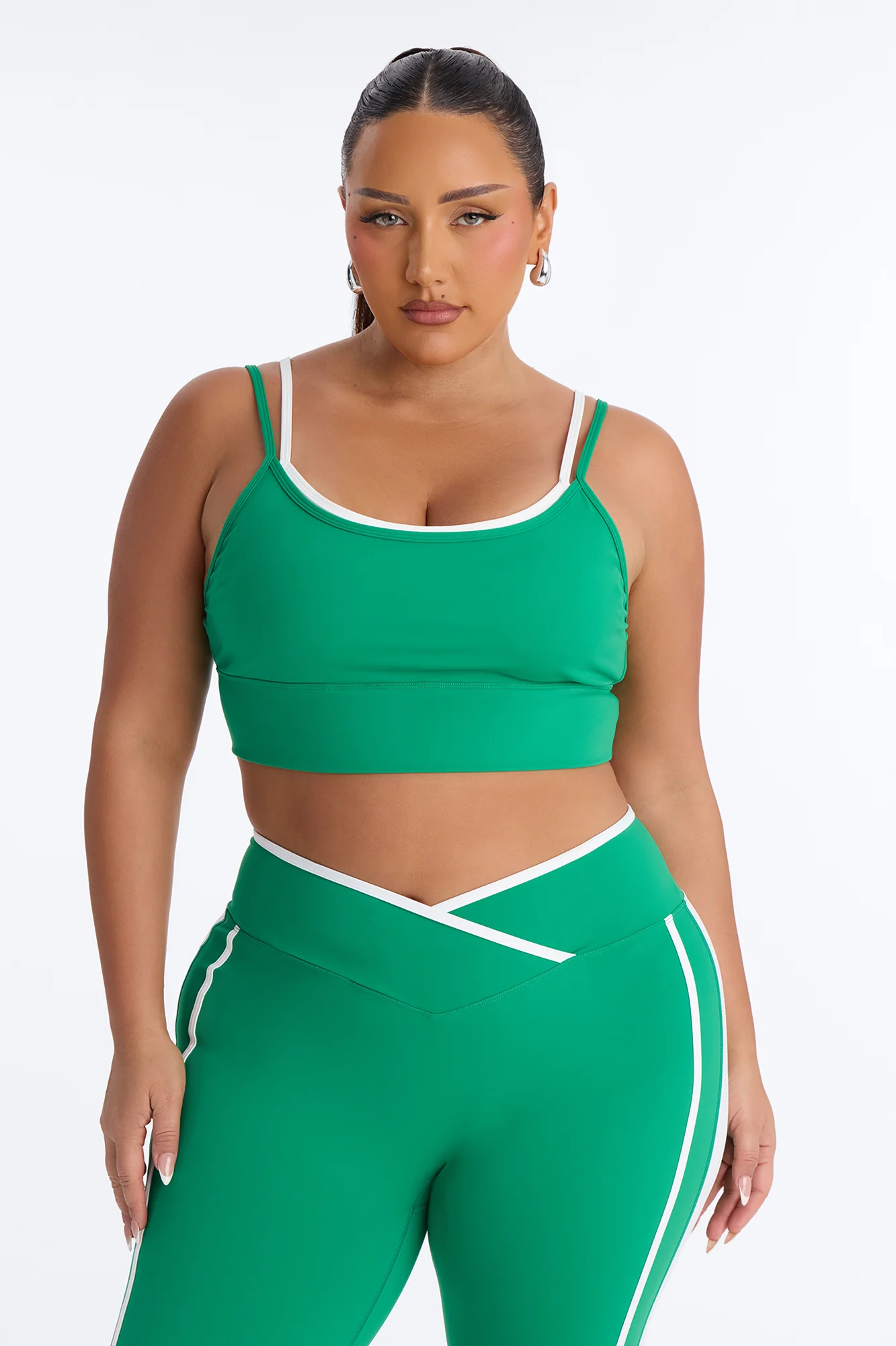 Gym Crush Active V Waist Flare Legging Set - Kelly Green - Image 6