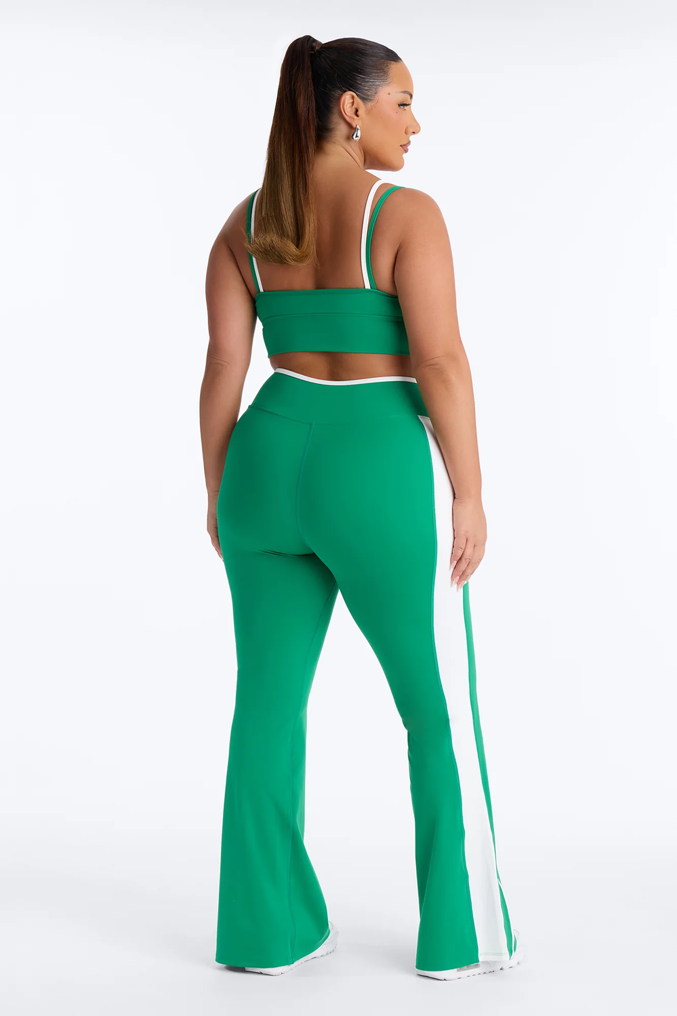 Gym Crush Active V Waist Flare Legging Set - Kelly Green - Image 7