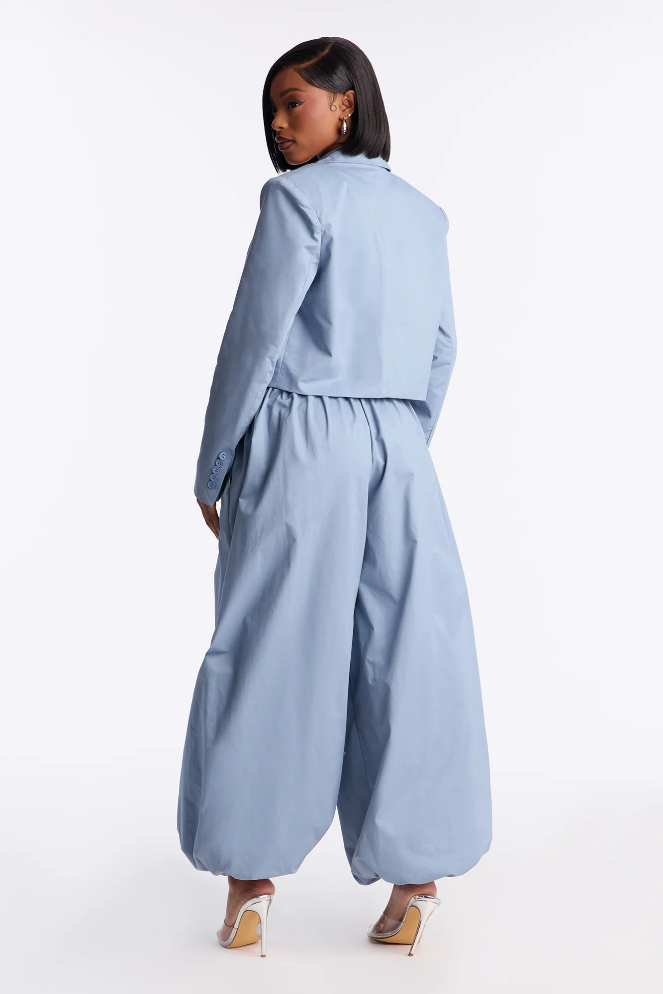 Hailey Blazer Balloon Pant Set - Blue - Image 3