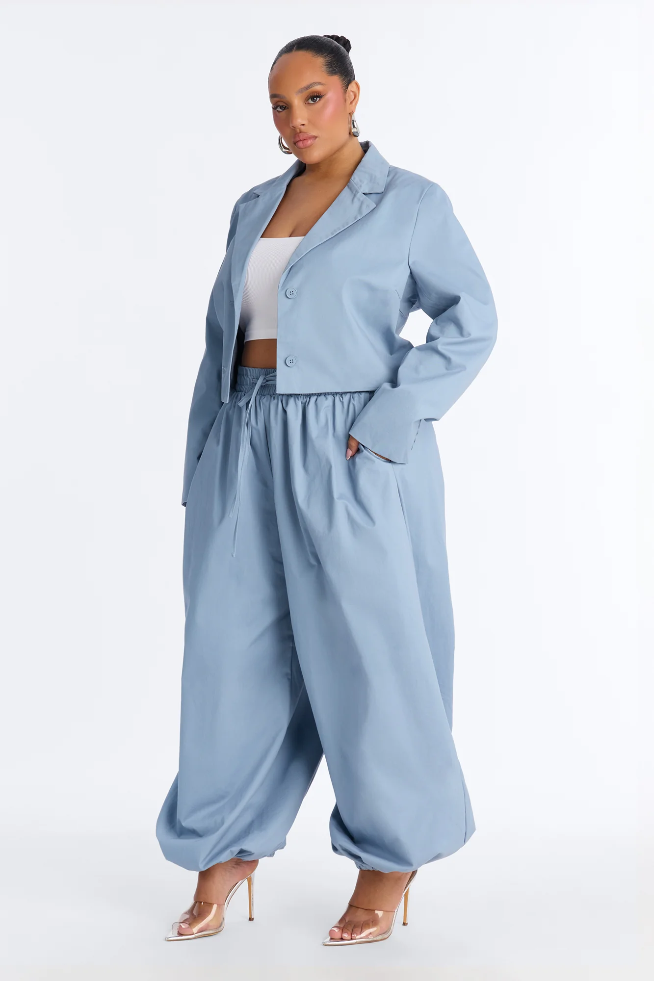 Hailey Blazer Balloon Pant Set - Blue - Image 4
