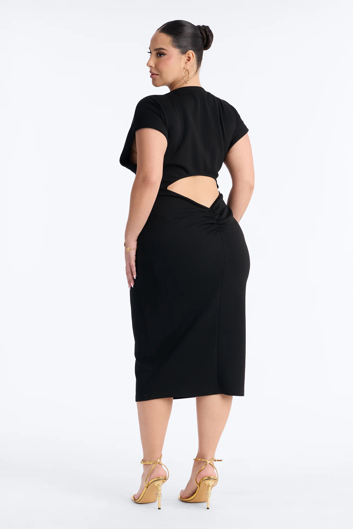 Hailey Cut Out Midi Dress - Black - Image 8