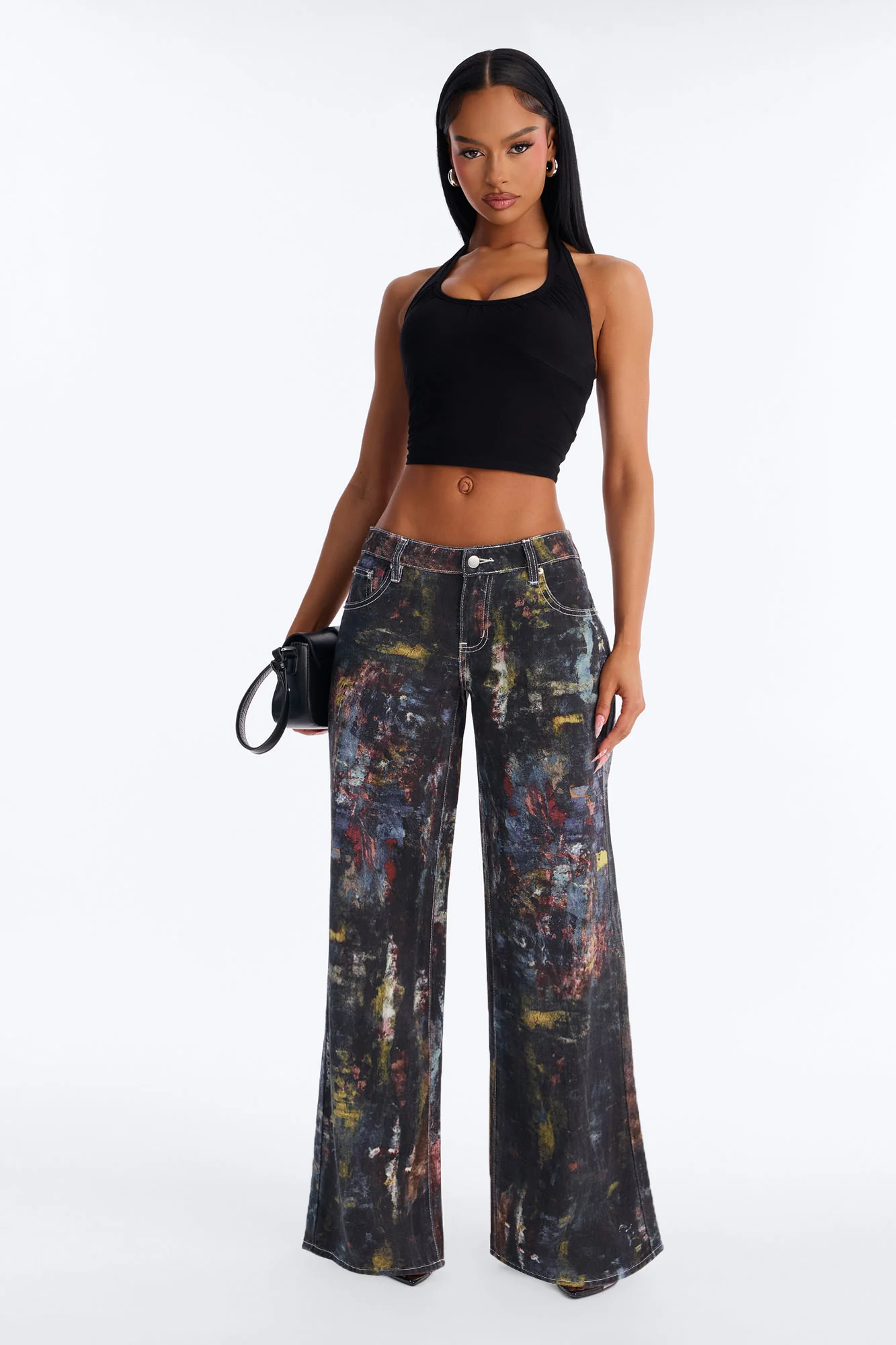 Hailey Everyday Ruched Bust Halter Top - Black - Image 2