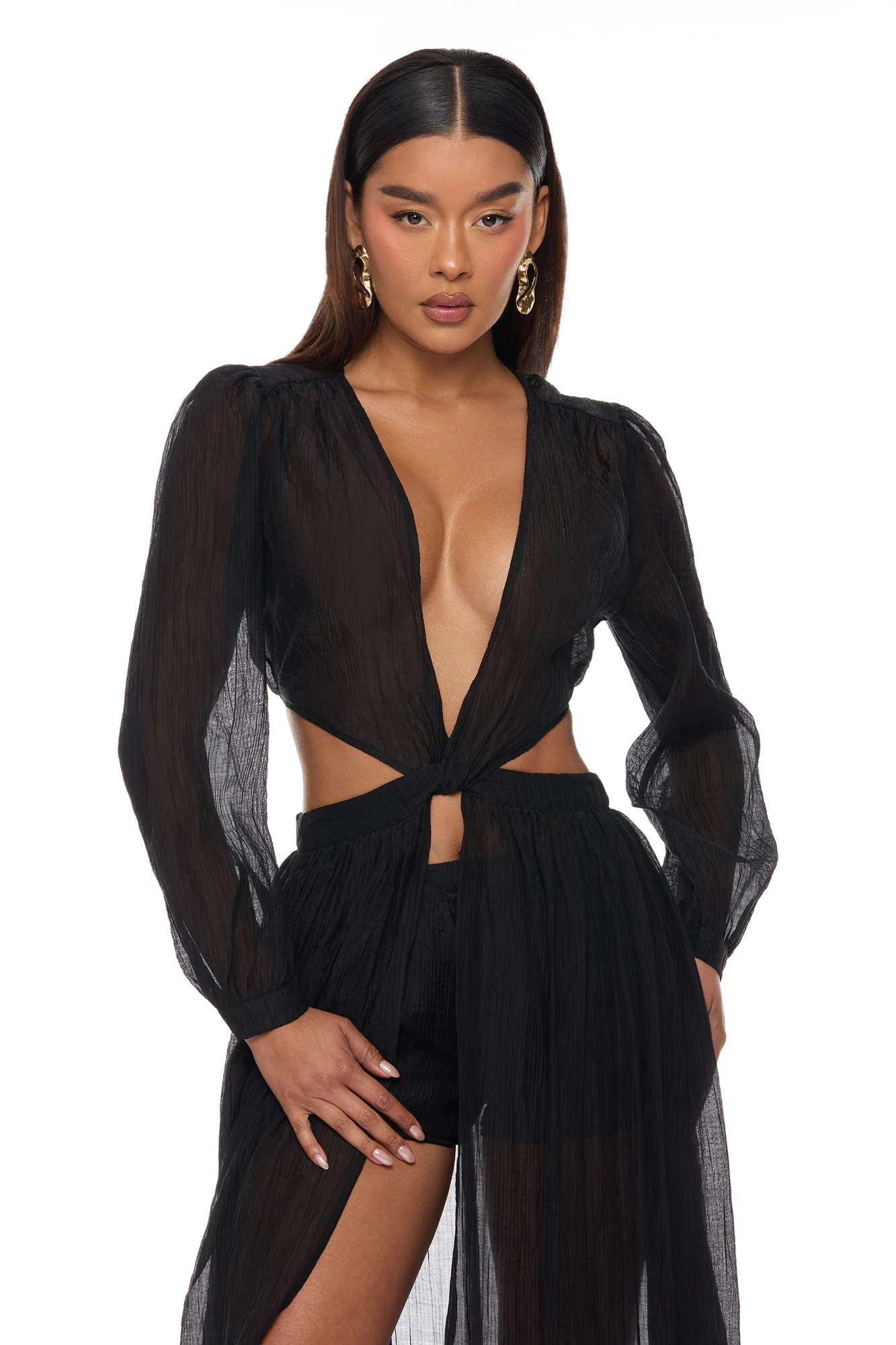 Hailey Flyaway Top Short Set - Black - Image 2