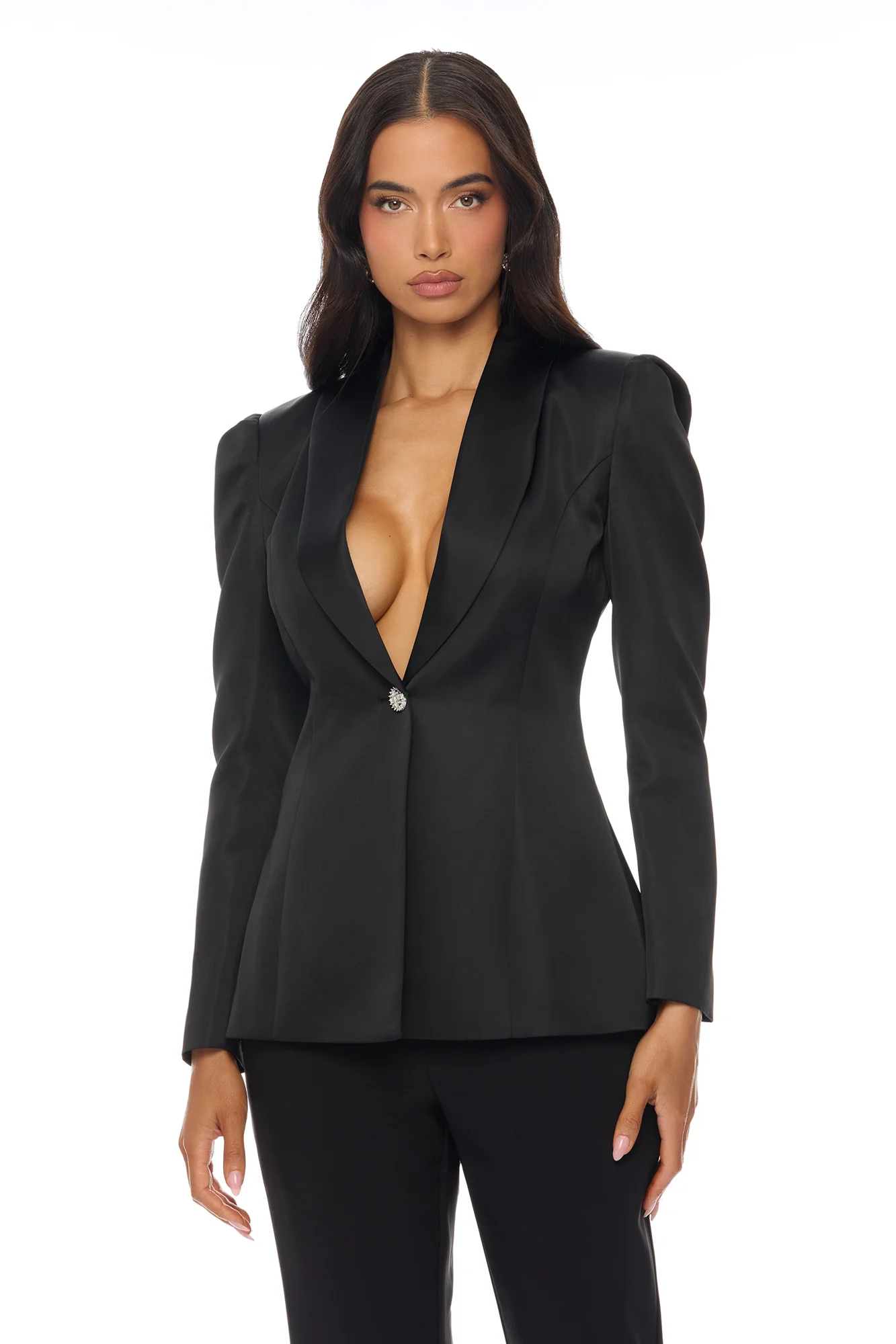 Hallie Pleated Blazer Pant Set - Black - Image 2