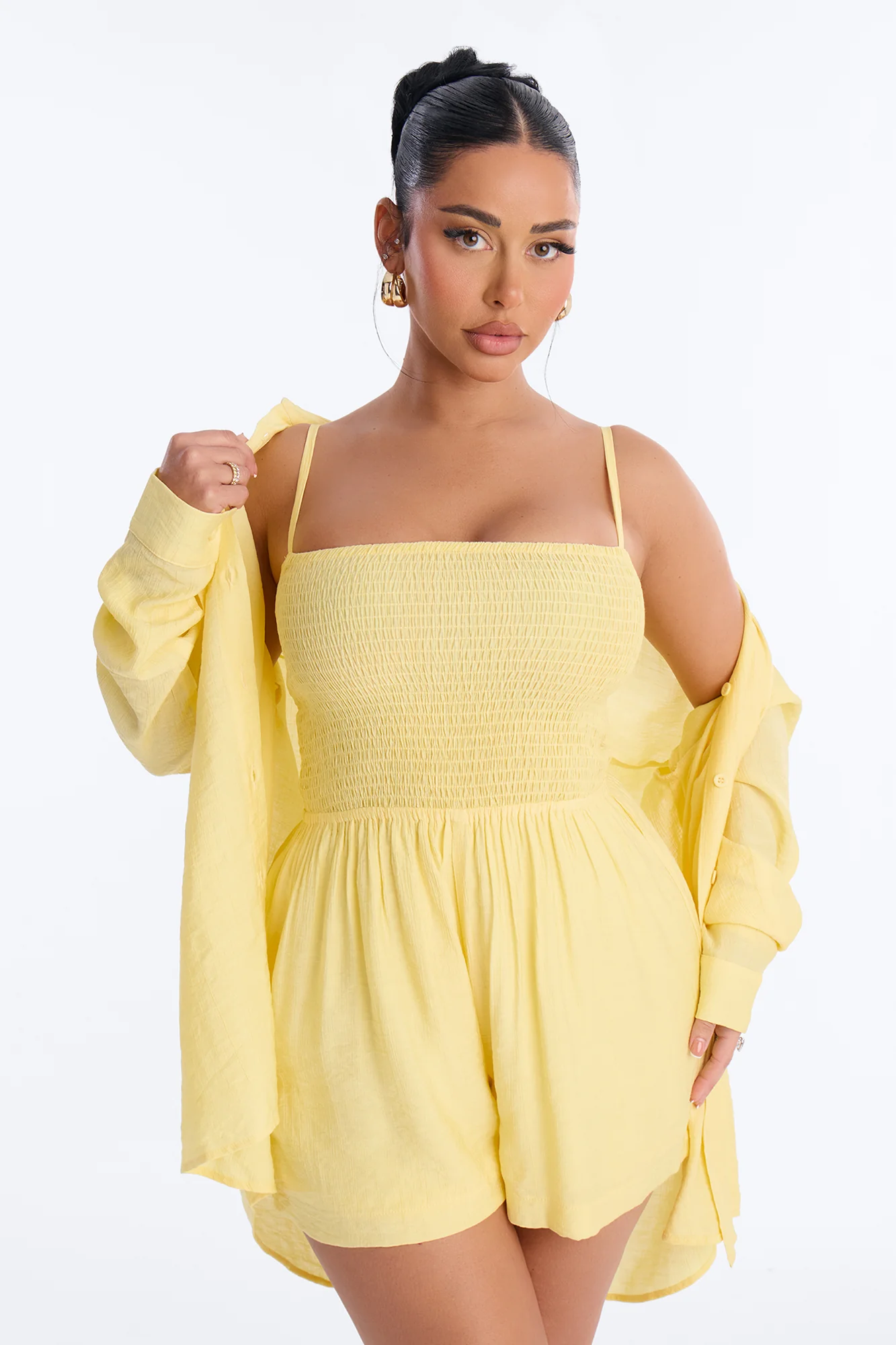 Hamptons Babe Romper Set - Butter Yellow