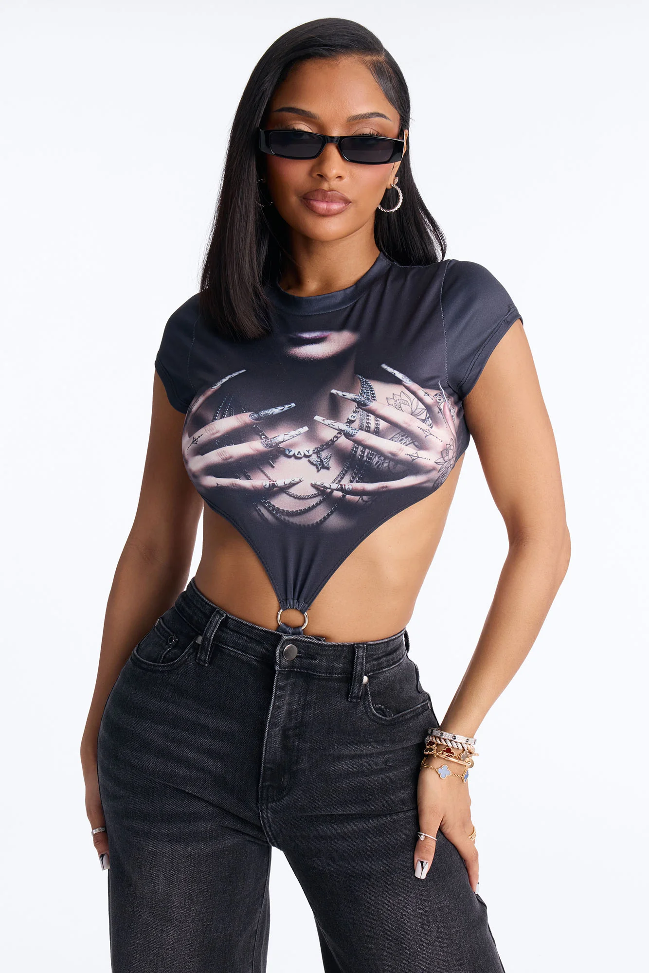 Hands Down Cut Out Bodysuit - Black - Image 3