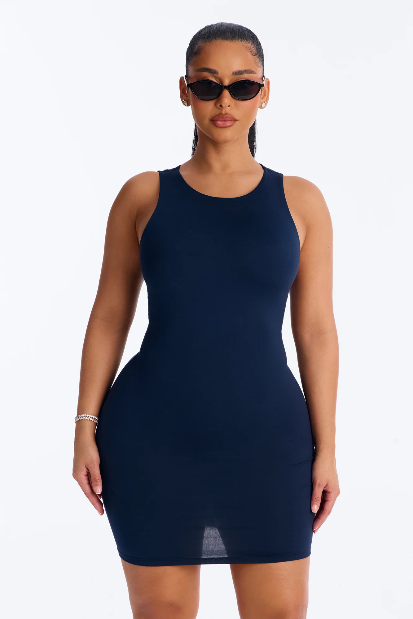 Hanna Double Lined Mini Dress - Navy - Image 2