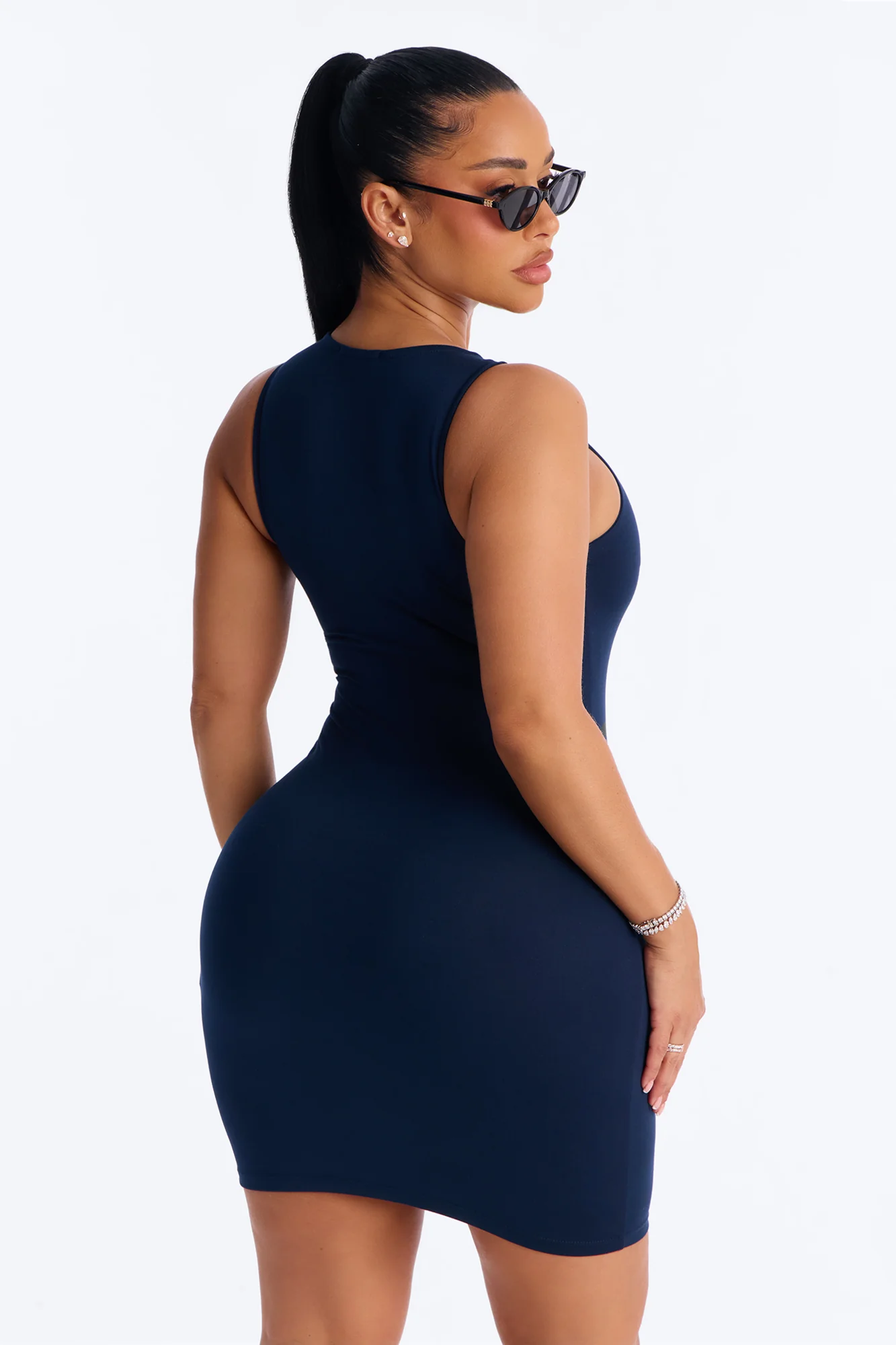 Hanna Double Lined Mini Dress - Navy - Image 4