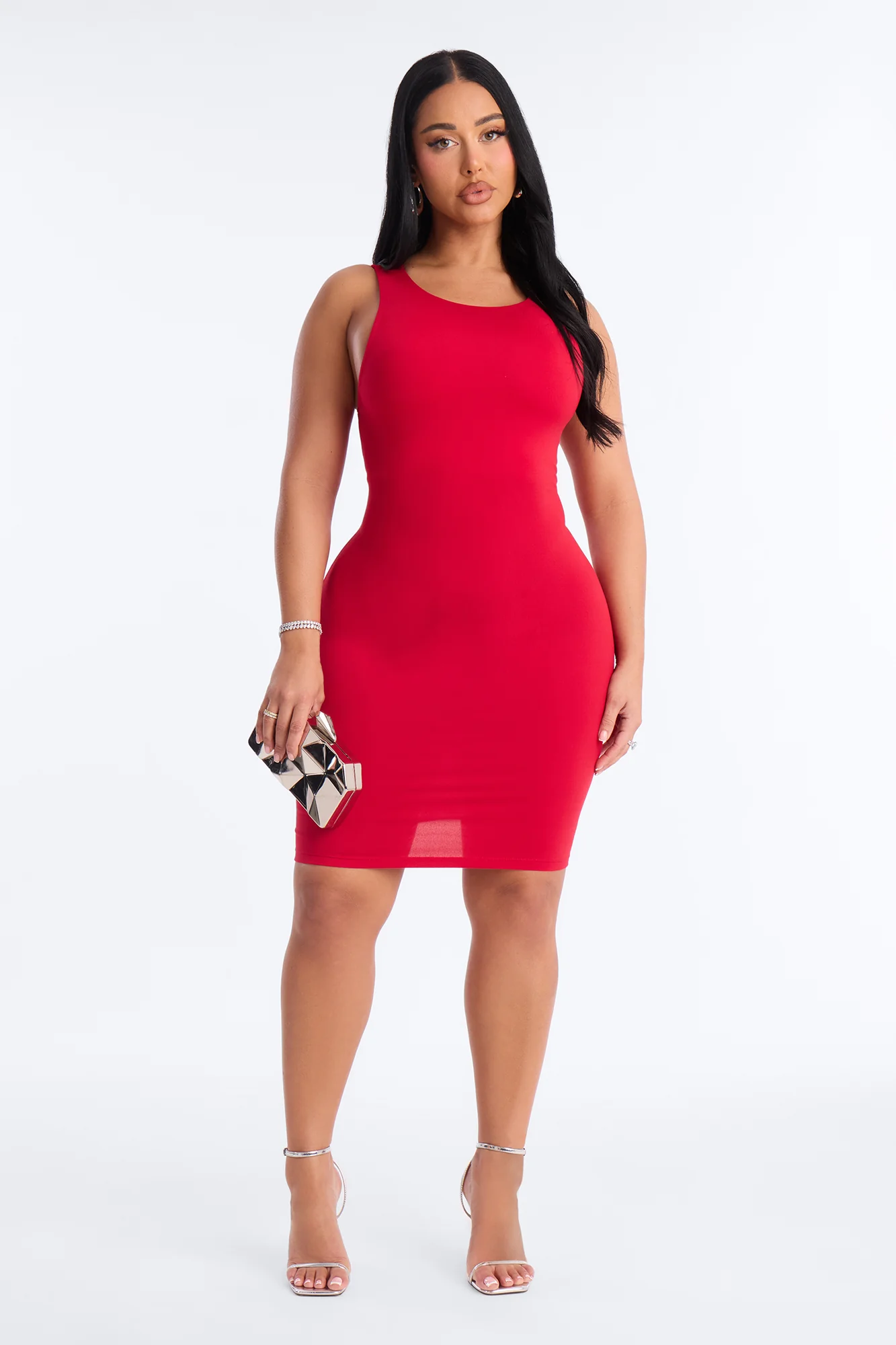 Hanna Double Lined Mini Dress - Red - Image 2