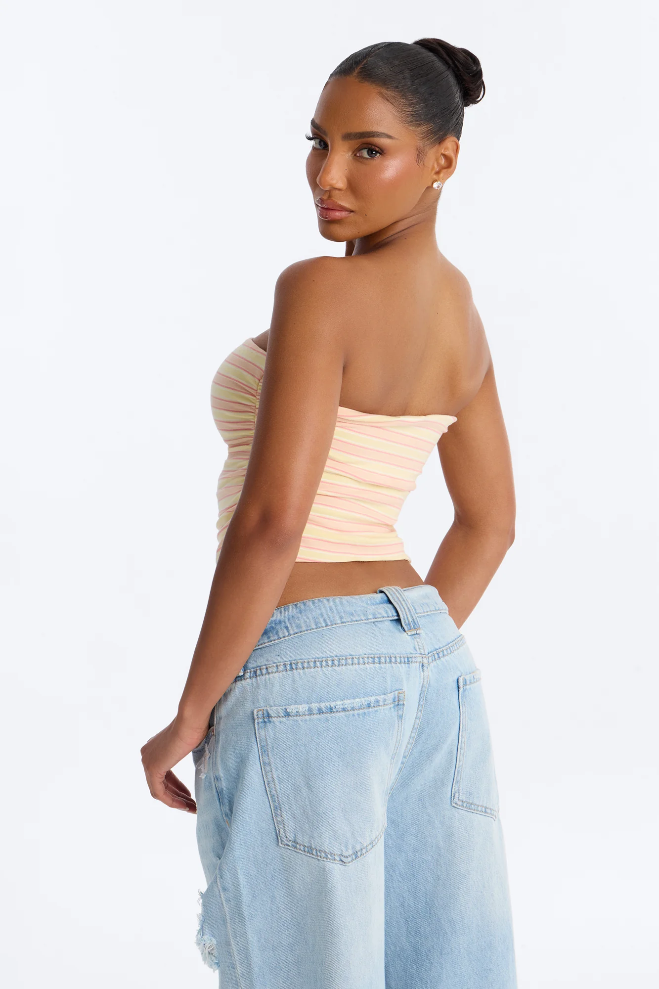 Hanna Striped Strapless Tube Top - Orange/combo - Image 4