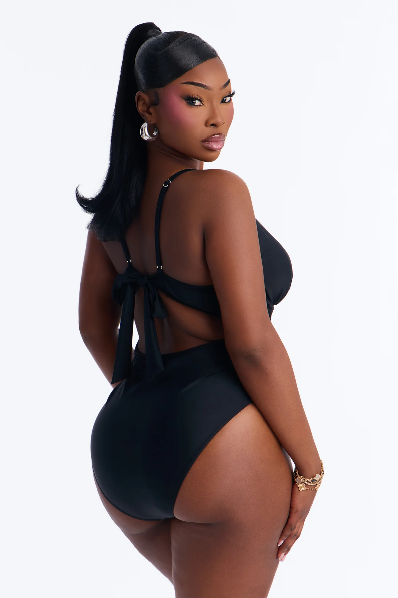 Happiest Hour 1 Piece Ruched Underwire Swimsuit - Black - Image 7