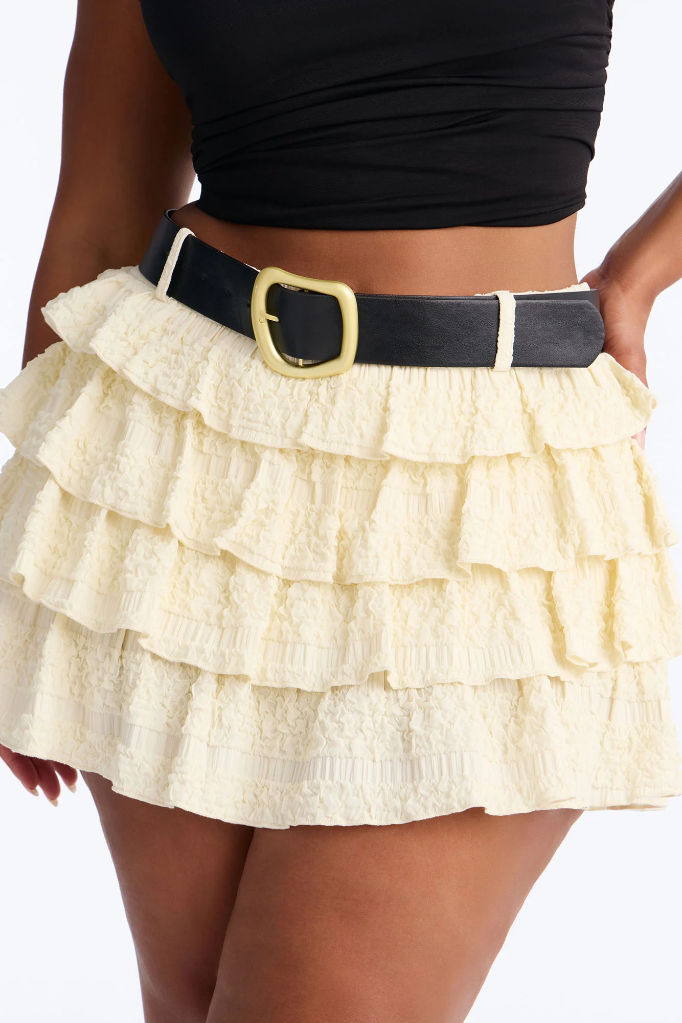 Hard To Forget Belted Bloomer Skort - Ivory - Image 7