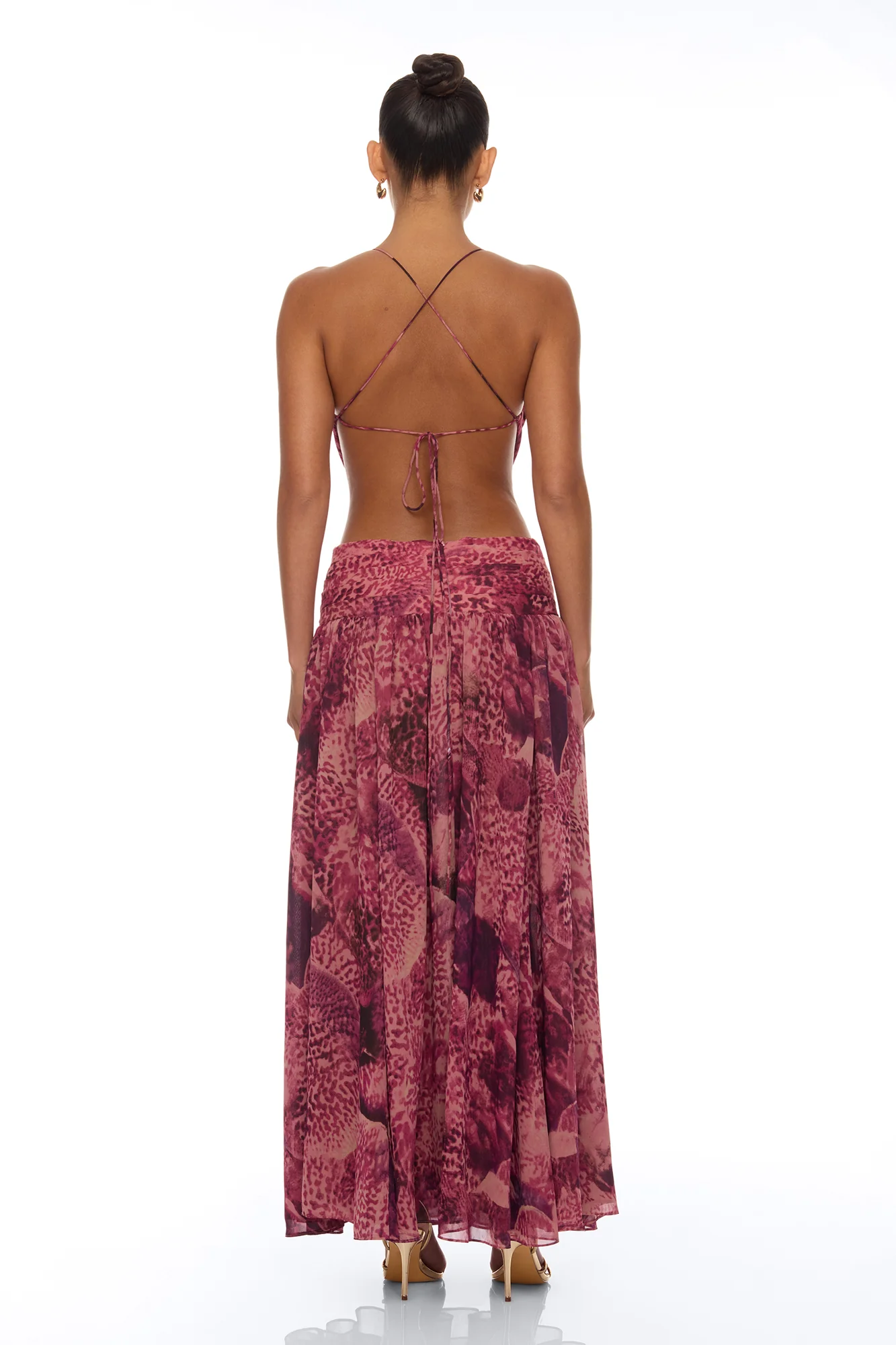 Harlee Cut Out Chiffon Maxi Dress - Magenta/combo - Image 4