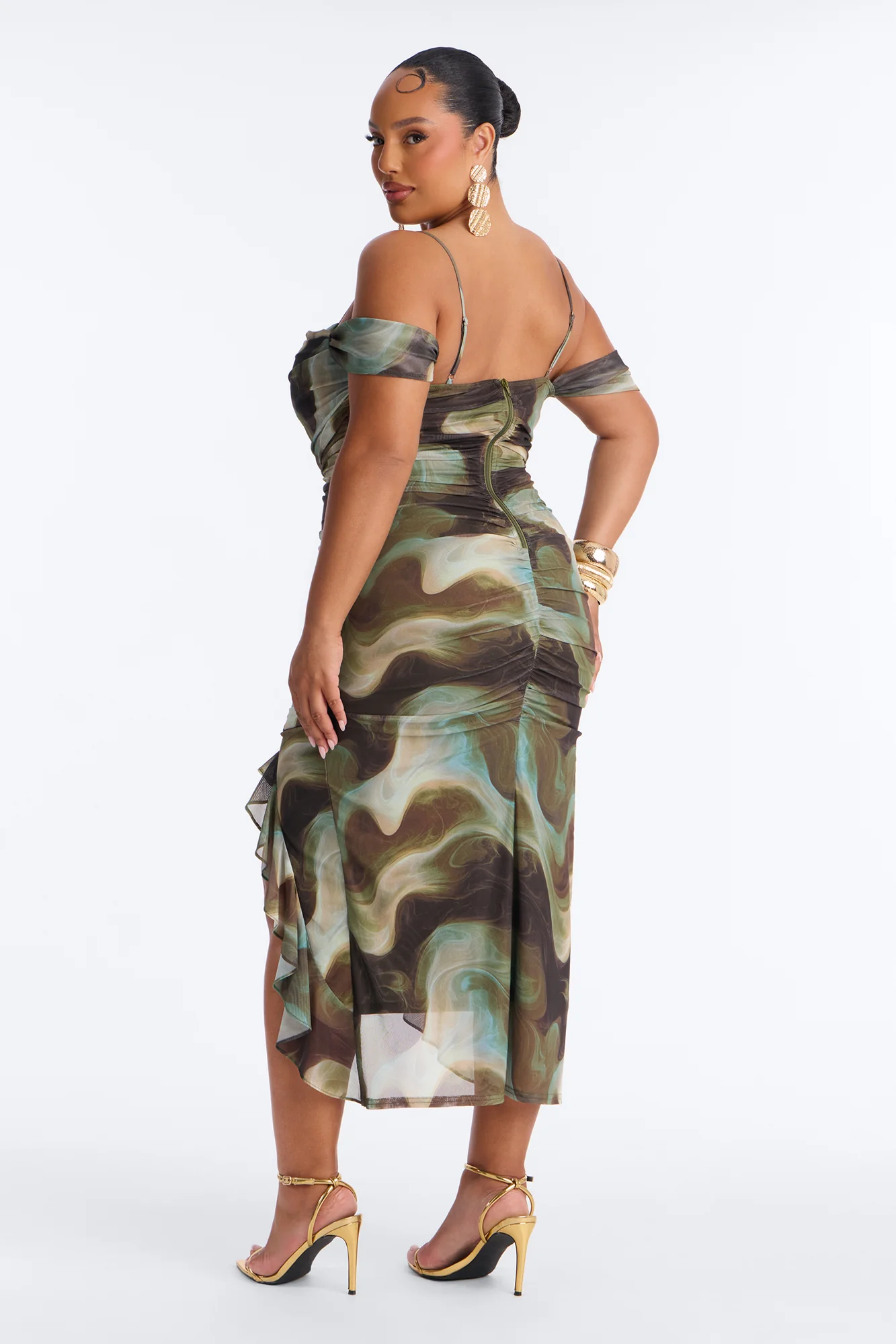 Harley Tie Dye Mesh Midi Dress - Green/combo - Image 8