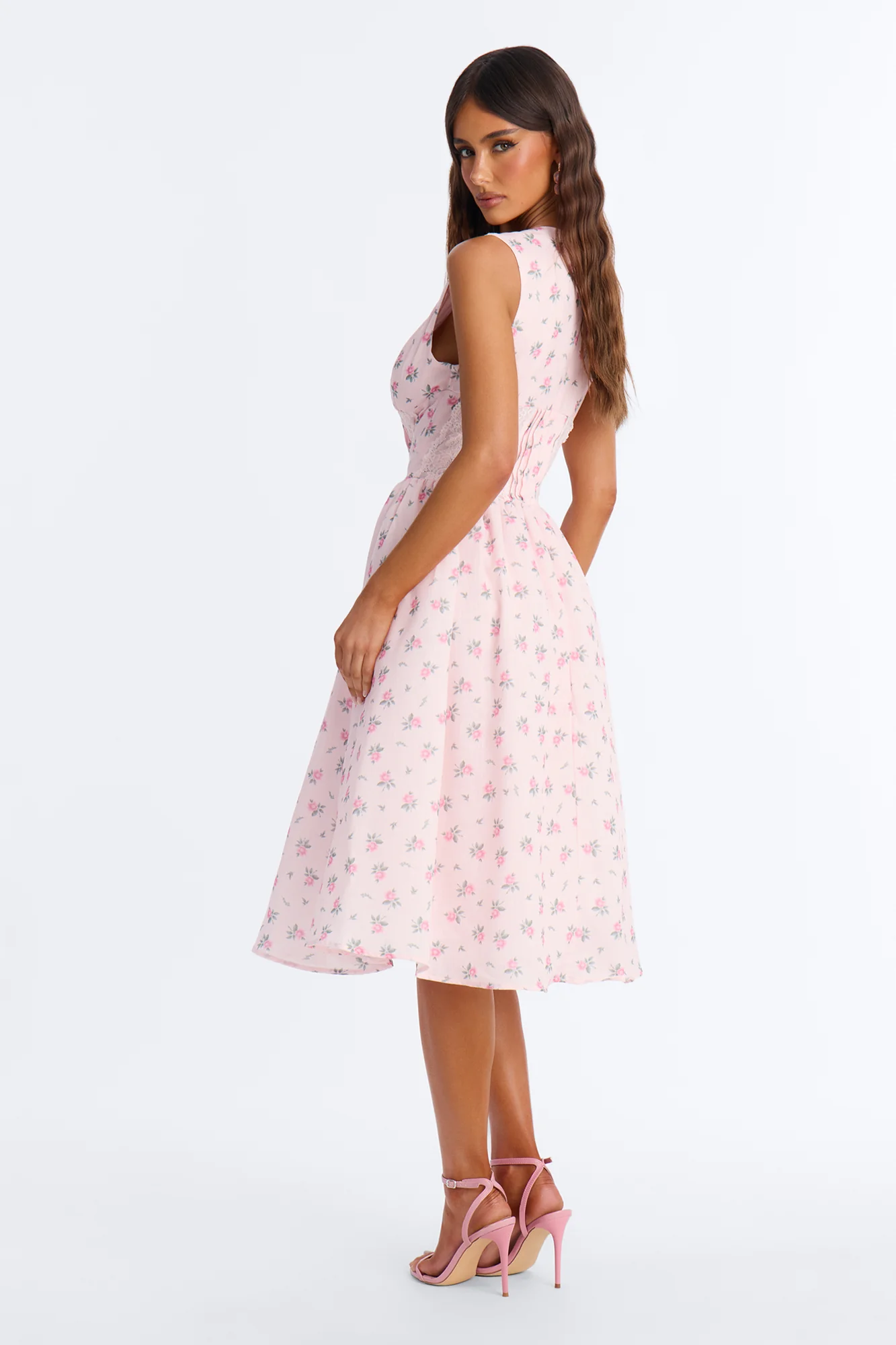 Harlow Floral Midi Dress - Pink - Image 6