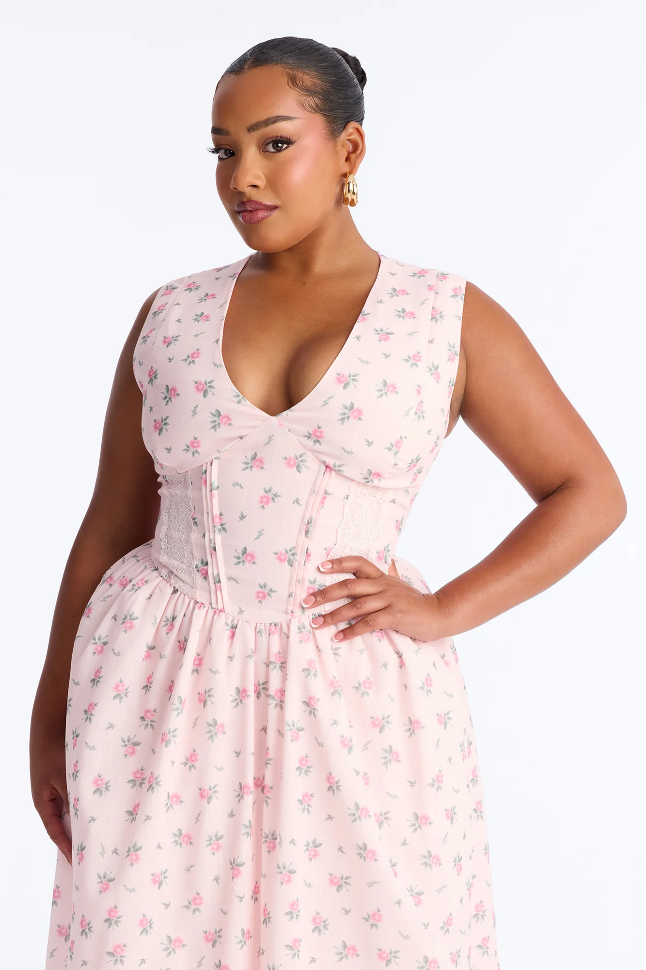 Harlow Floral Midi Dress - Pink - Image 8