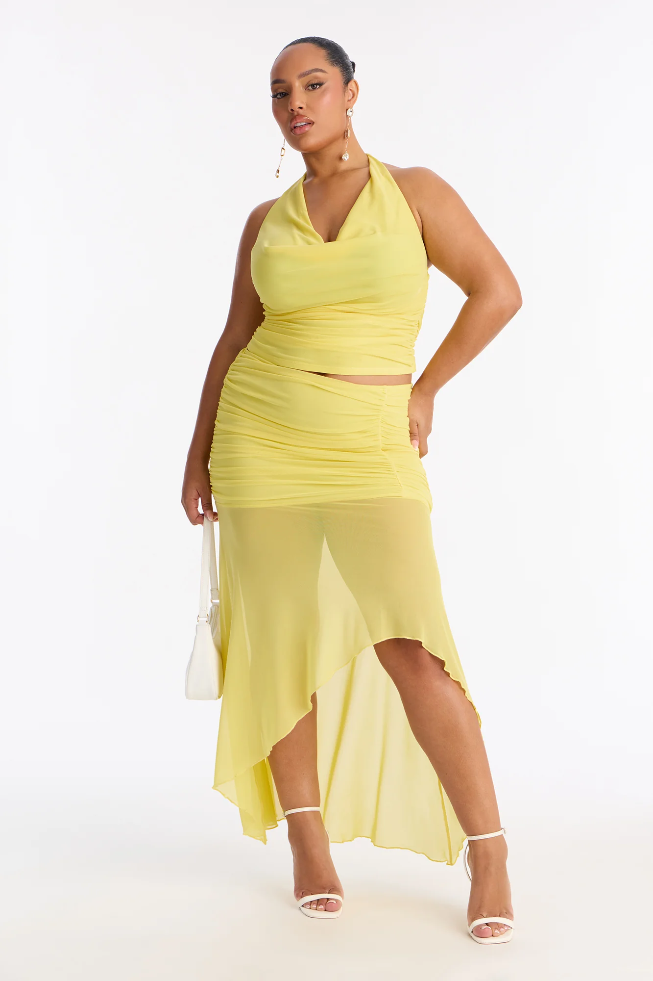 Harlow Mesh Maxi Skirt Set - Yellow - Image 5